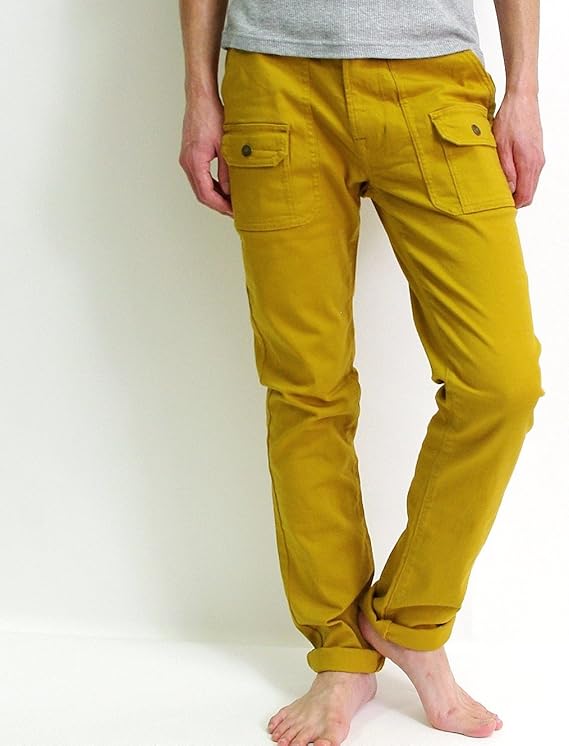 Amazon ベルト専門店のbelton ストレッチツイルのスキニーパンツ メンズ 無地 Mマスタード ロングパンツ 通販