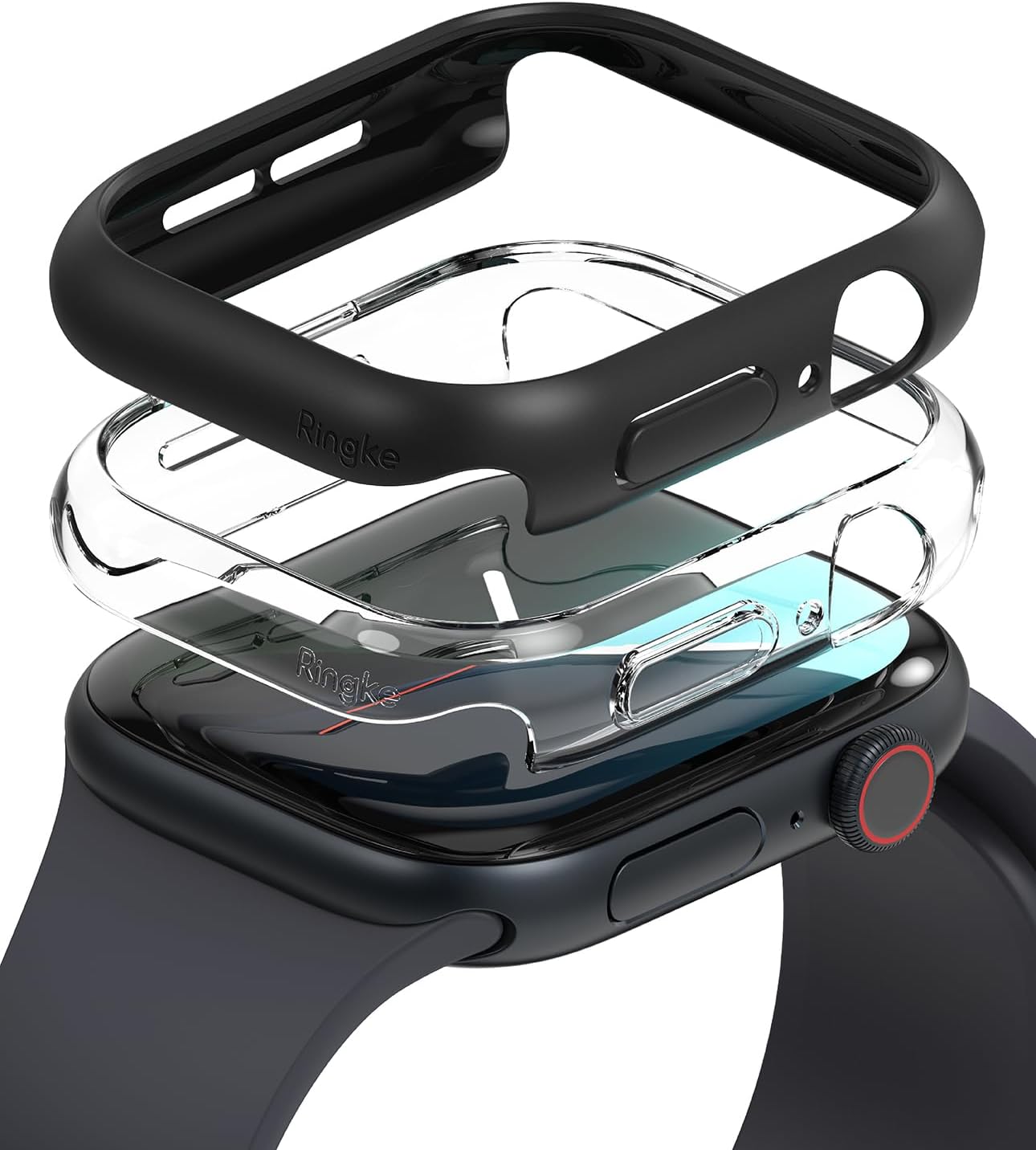Ringke Slim for Apple Watch Series 11 and Series 10 Case (42 mm) [No More Discoloration / 2 Pack] Lightweight Solid Transparent Cover & Extra Color - Clear + Matte Black