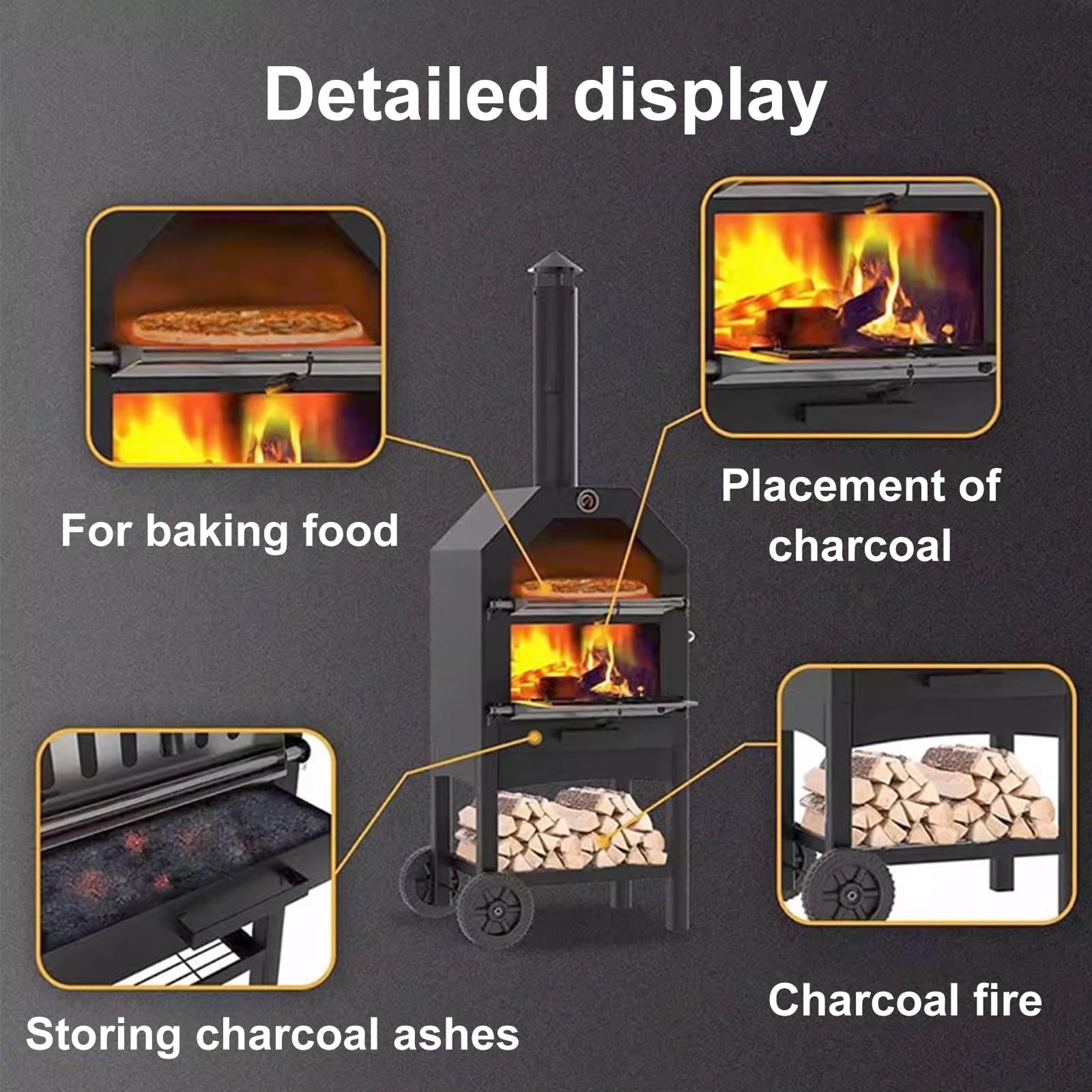 Cucina a Legna con Forno con Ripiani Cassetto Raccoglipolvere Stufa a Legna Economica per Cucinare Forno Multifunzione Adatto per Campeggio e Attività All'aperto