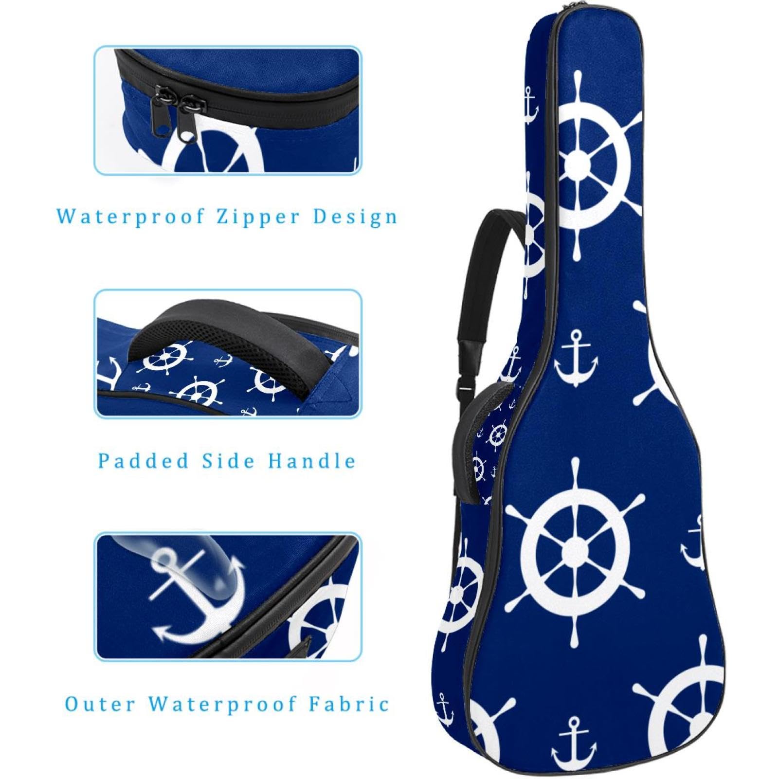 Torba na gitarę akustyczną wodoodporny plecak na gitarę grubo miękka wyściełana kotwica klasyczna obudowa na gitarę, wielobarwny, 42.9x16.9x4.7 in, Organizer do torby
