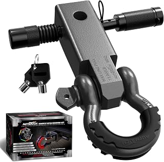 AUTMATCH Shackle Hitch Receiver 2 Inch - 3/4" D Ring Shackle and 5/8" Trailer Hitch Lock Pin, 45,000 Lbs Break Strength Heavy Duty Receiver Kit for Vehicle Recovery, Gunmetal Gray