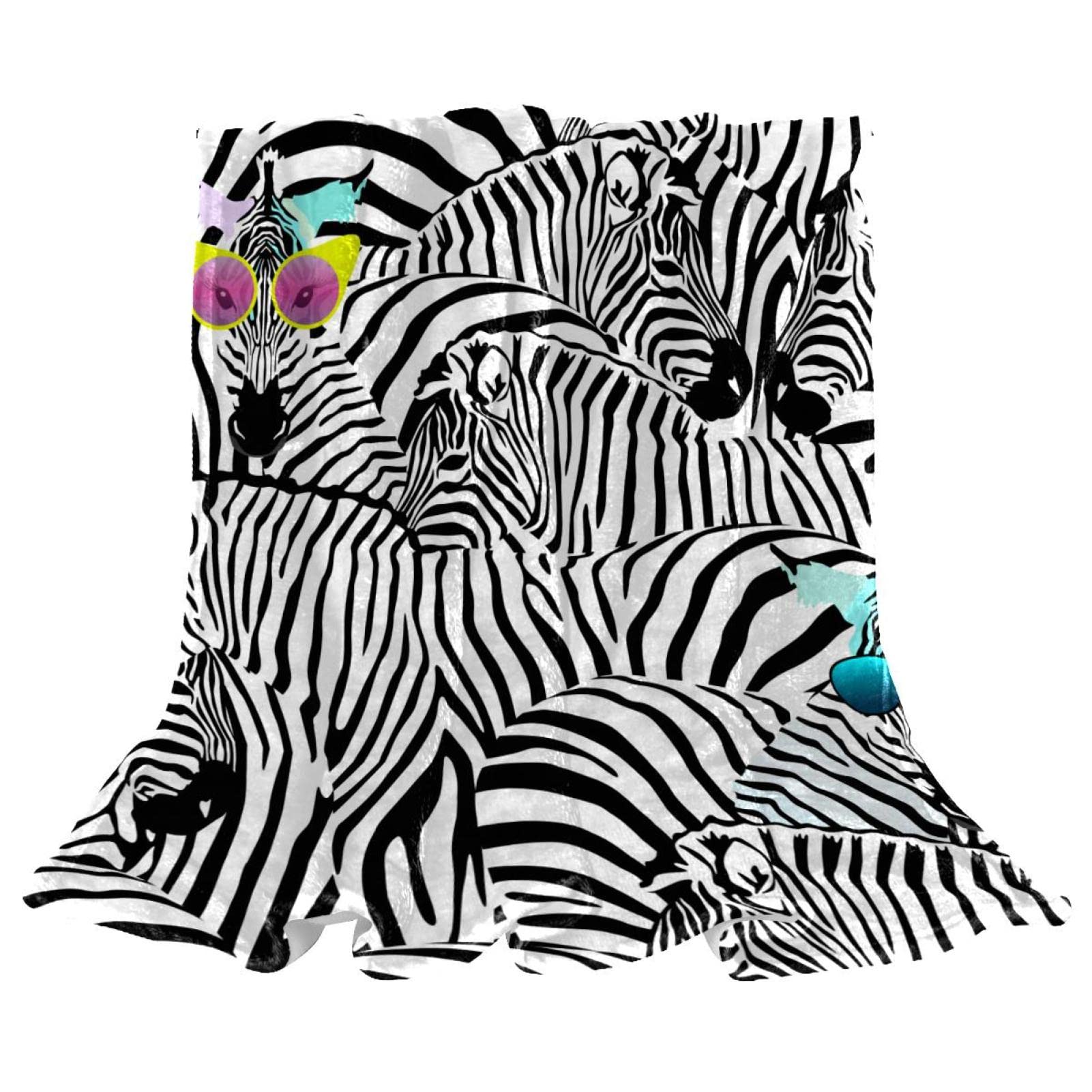 Couverture polaire zèbre plaid peluche léger jeté de canapé design doux