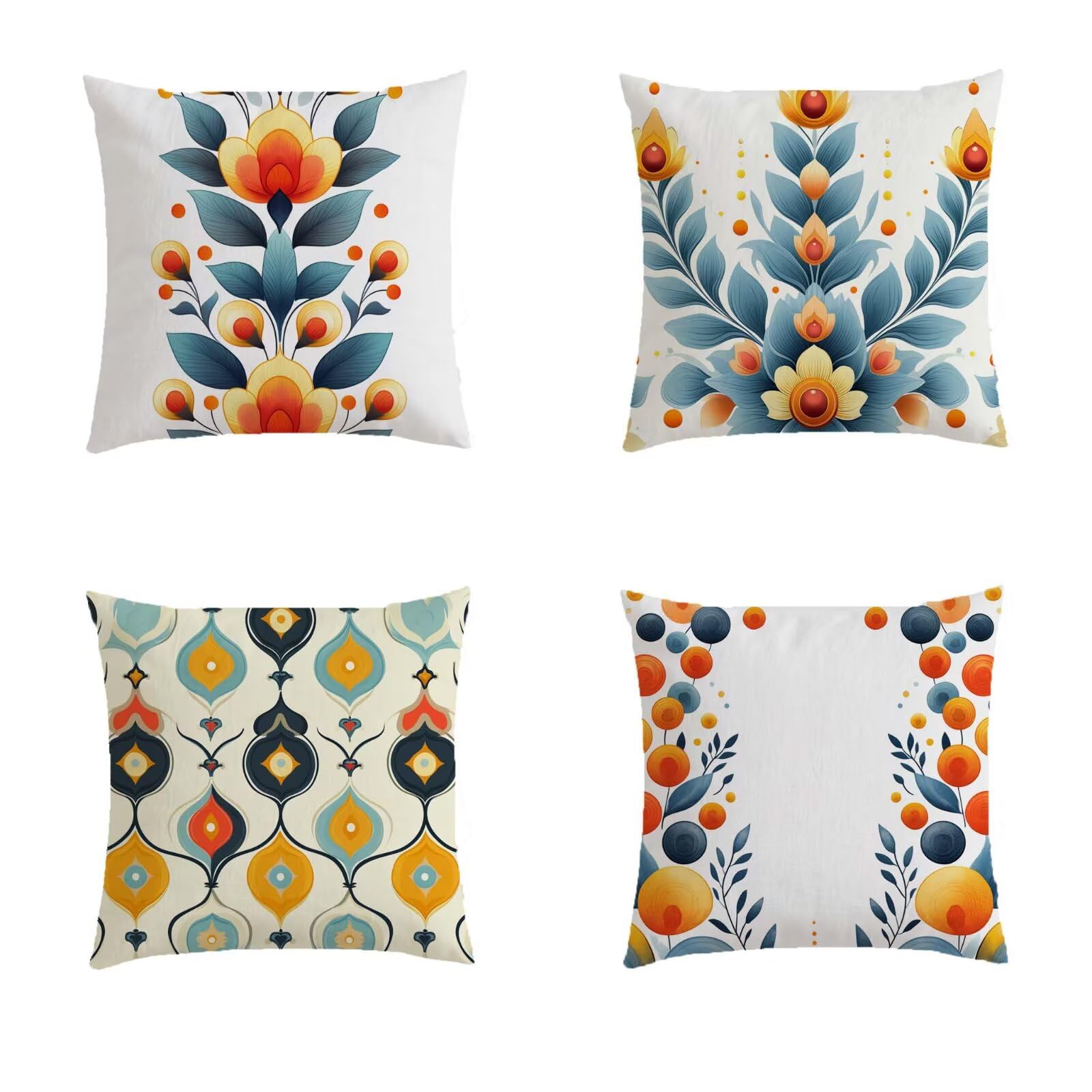 Housse coussin exterieur 40x40 lot de 4 imperméable en lin imprimé double face
