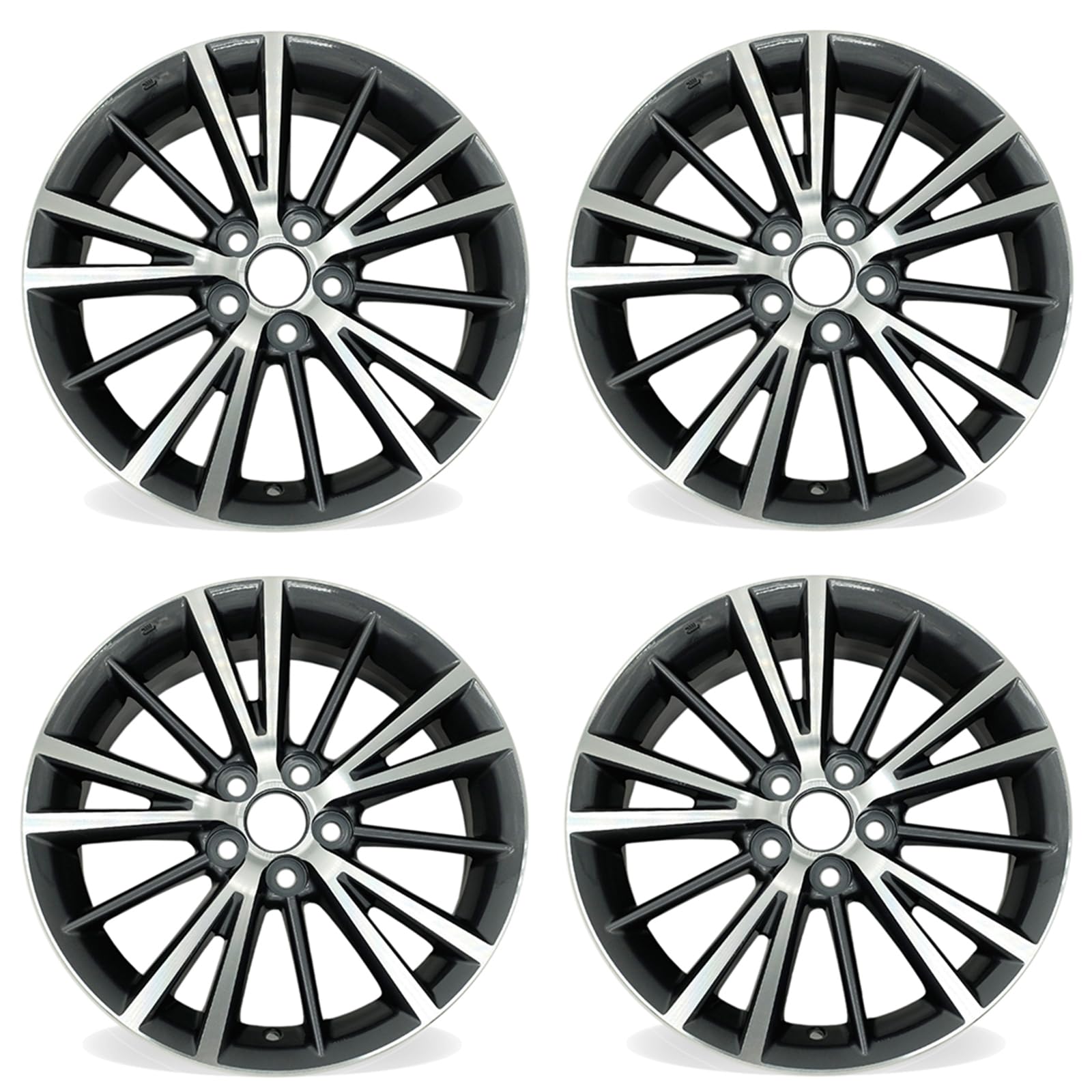 New Set of 16" 16x6.5 Inch Alloy Wheel for 2014–2019 Toyota Corolla | OEM Design Replacement Rim | Machined Grey | Direct Fit - OE Stock Specs | 75150 75150B