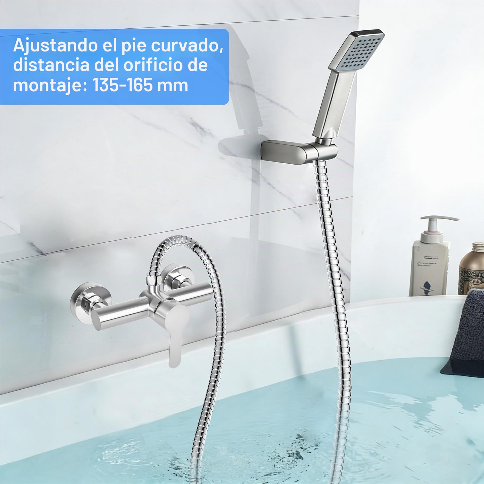Grifo de ducha monomando, grifo mezclador para ducha montaje en pared, grifo de ducha de pared para baño, grifo de bañera de acero inoxidable 304, G ½ salida de agua hacia arriba