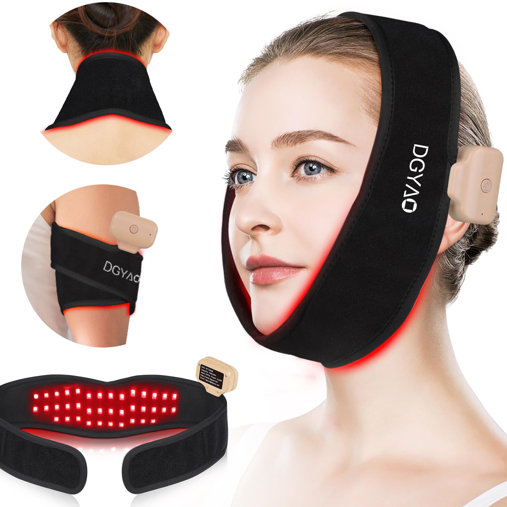 Red Light Therapy for Neck Chin 8 Color Infrared Light Wrap 3D 38 Lights 152 Light Beams Wearable Pad