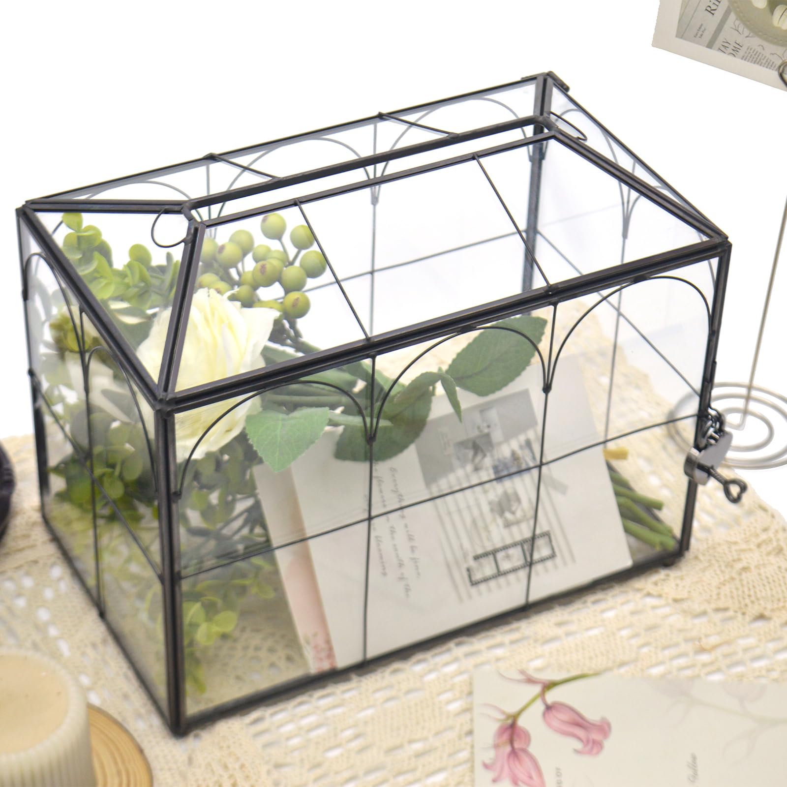Große Schwarze Und Glas-Kartenbox Für Hochzeit Mi Produktbild-Vorschau 9