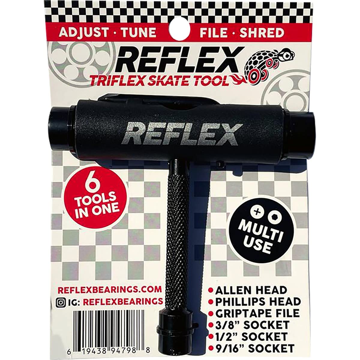 Reflex Bearings Triflex Black Multi-Purpose Skate Tool