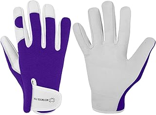 WESTWOOD FOX Ladies/Mens Leather Gardening Gloves Thorn Proof Rigger Garden work gloves, Safety Working Gloves, Premium Quality (Purple, S)