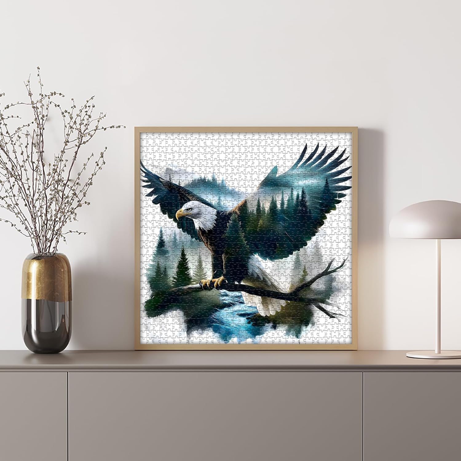 Bald Eagle Puzzles for Adults 1000 Pieces, Fantasy Landscape Animal Bird Puzzle, Nature Forest Plant Scenic Impossible Jigsaw Puzzle