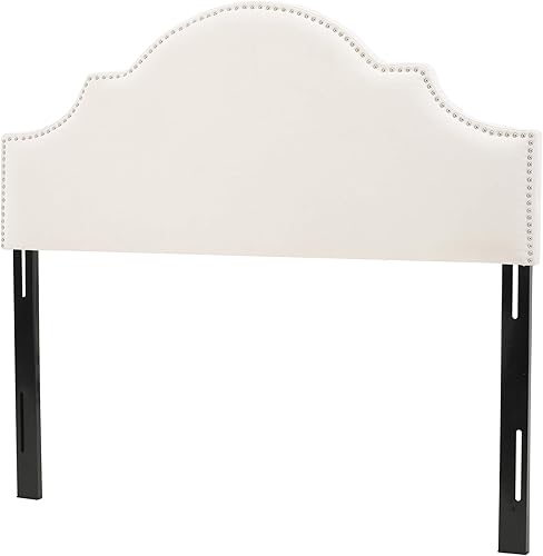 Christopher Knight Home Nora - Cabecero totalmente tapizado, tamaño Queen Full, color marfil