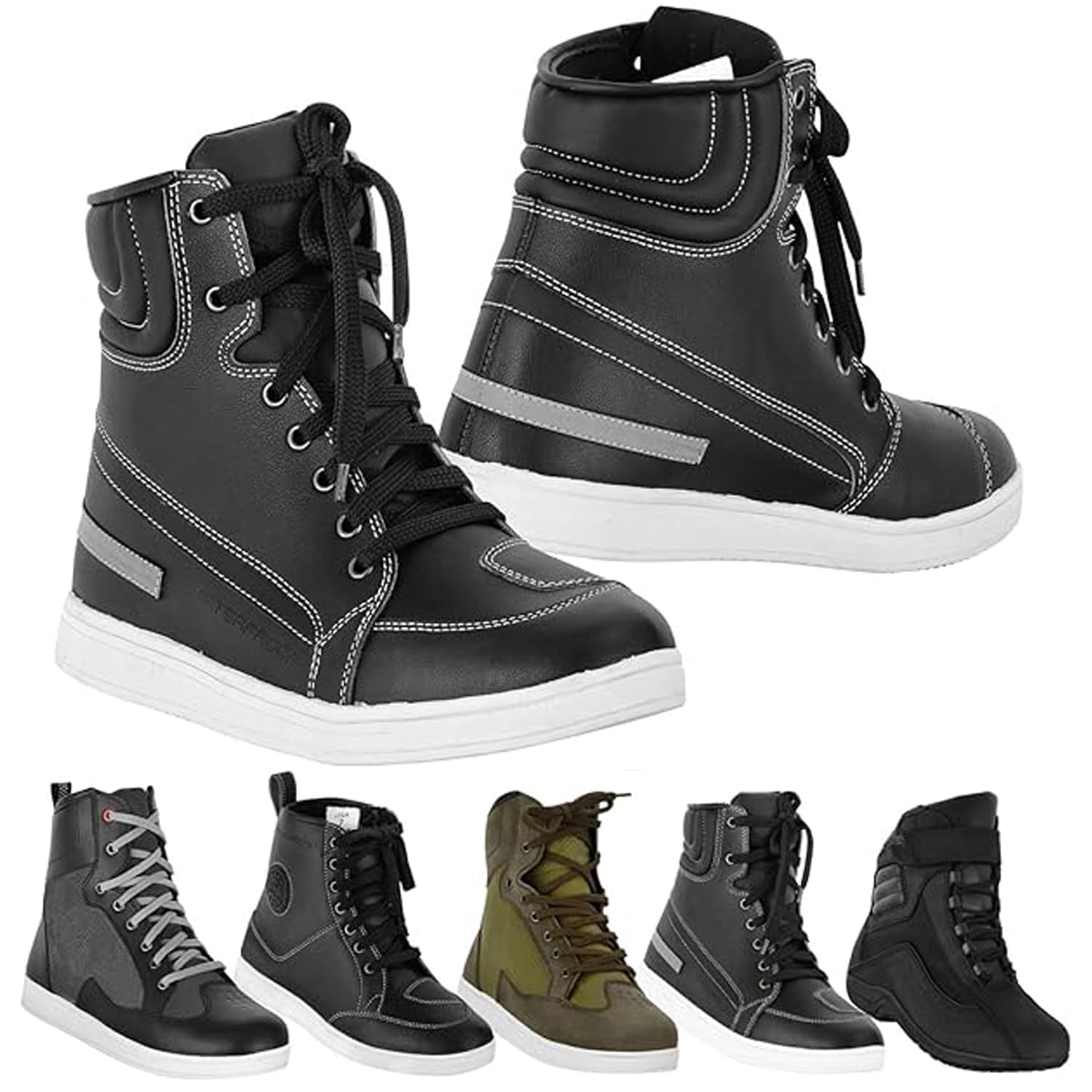 Zapatos de Moto para Hombre Zapatillas de Moto Botas de Cuero Suela de Goma Botas de Moto de Cuero Protector Homologadas CE EN 13634:2017