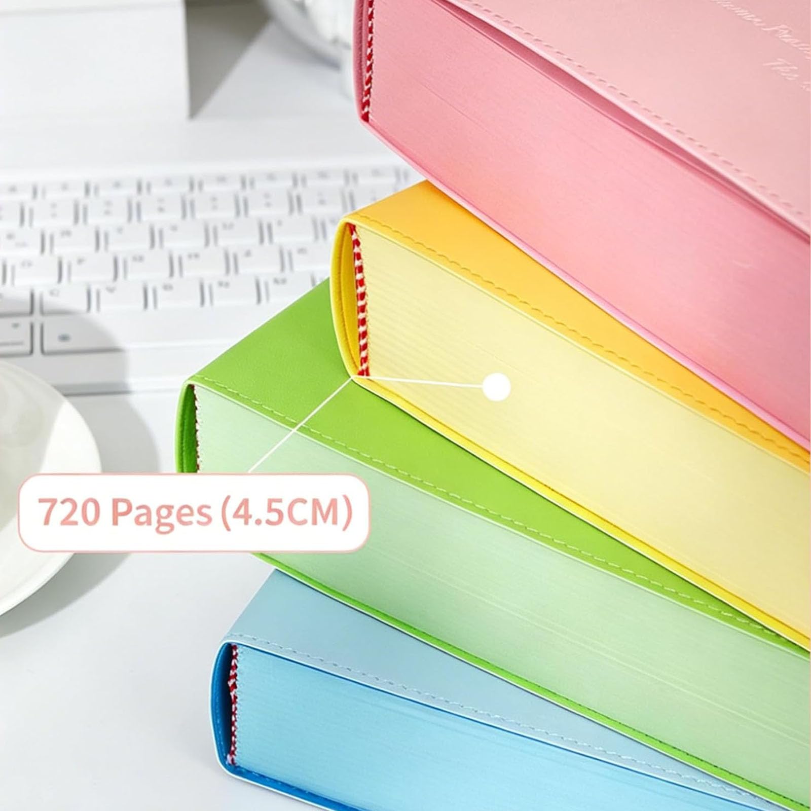 Quaderno A5 Color Brick ad alta capacità (720 pagine), diario con copertina rigida e penna inclusa; ideale per scrapbooking e appunti scolastici. (#A)