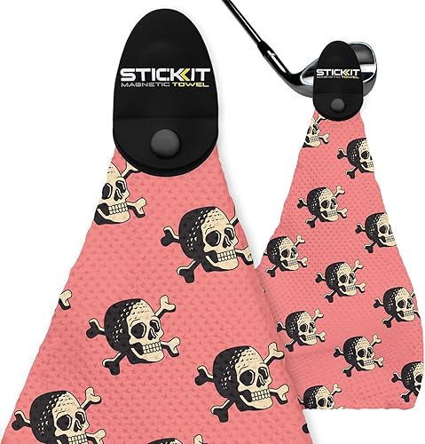 Miniatura 14 de STICKIT Toalla magnética, color negro, paquete de 2, toalla de golf de microfibra de primer nivel con bolsillos profundos de gofre, imán de fuerza