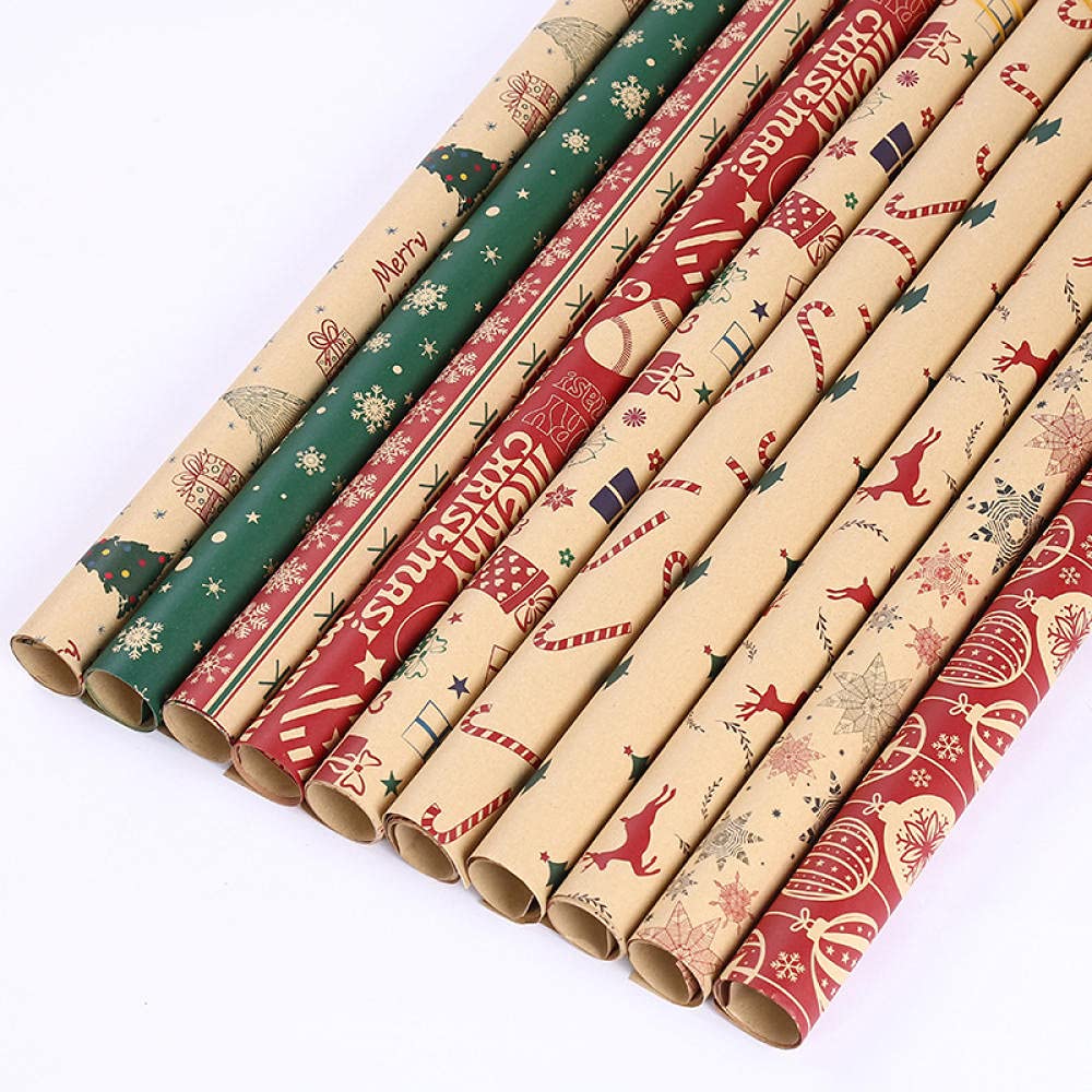 Papier Do Pakowania Prezentów Papier Do Pakowania Prezentów10 Pc Grube Boże Narodzenie Kraft Pakowanie Papier Kwiat Papier Papier Pudełko Boże Narodzenie Prezent Papier Do Pakowania-H.