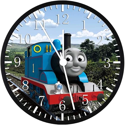 The Train Thomas - Reloj de pared grande de 12 pulgadas con cara de cristal transparente, silencioso, sin tictac, bonito para regalo o decoración,