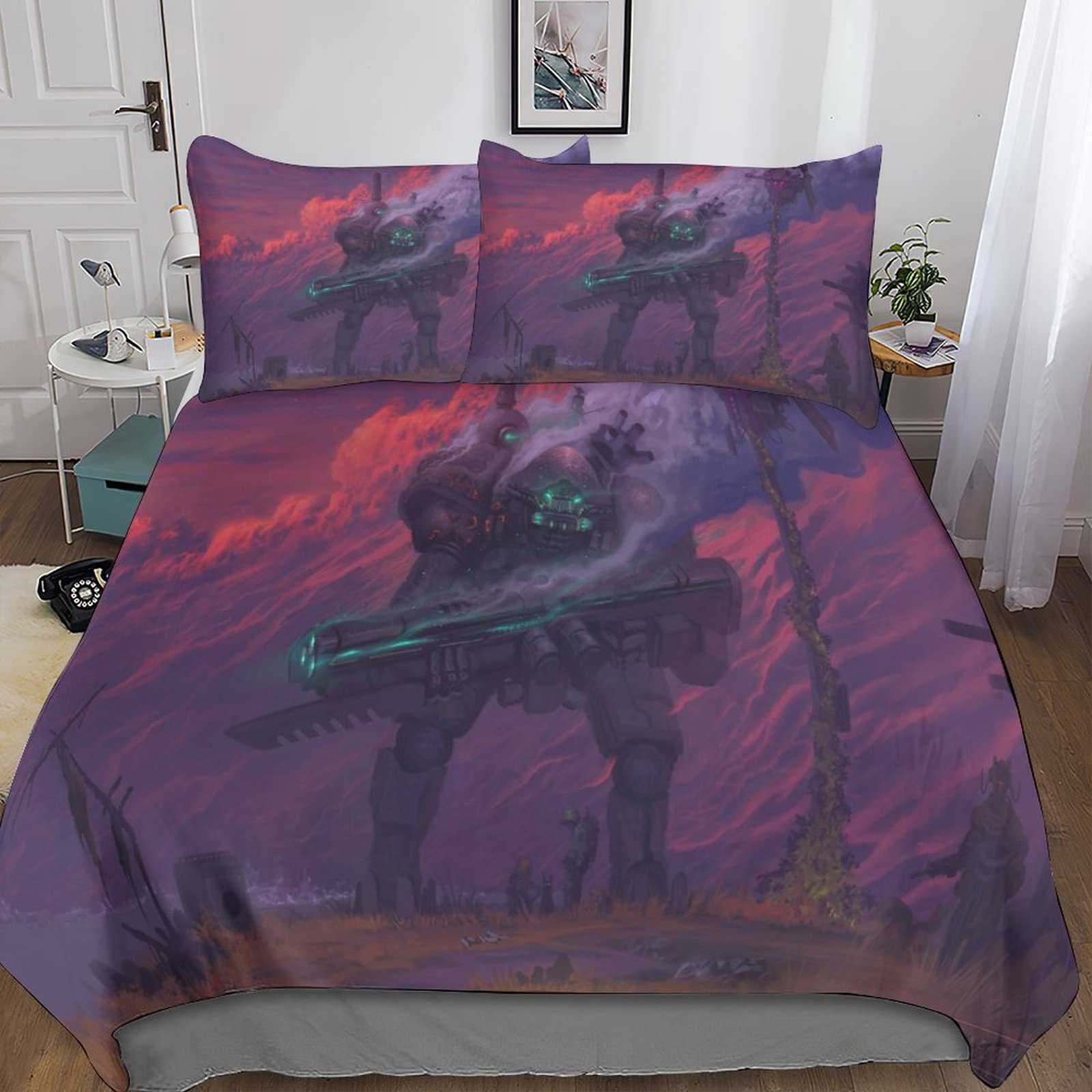 Ensemble de literie robots 3D King 220x240cm avec housse de couette et taie d'oreiller