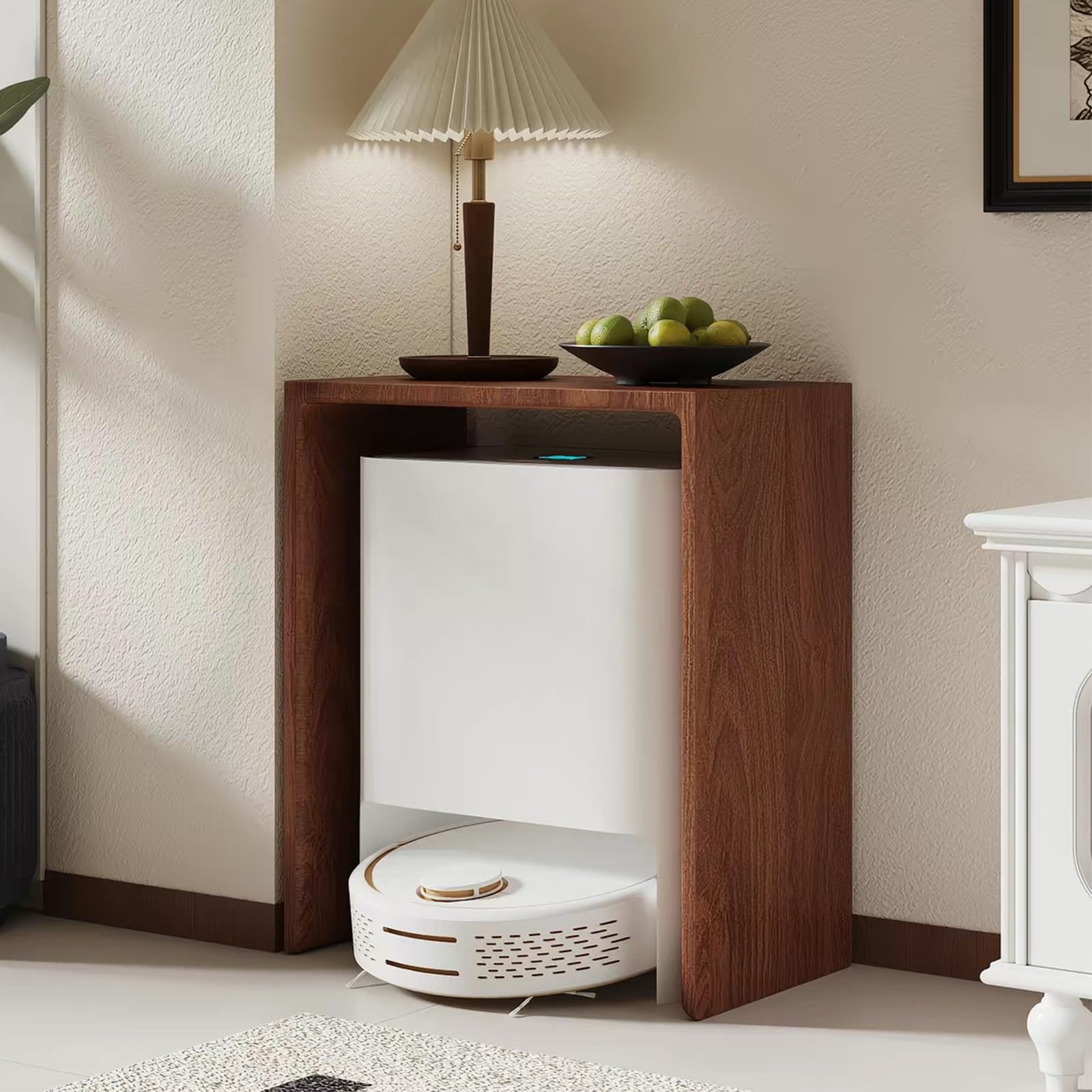 FNXBDPA Robot Vacuum Cleaner Storage Rack, Wood Freestanding Rack