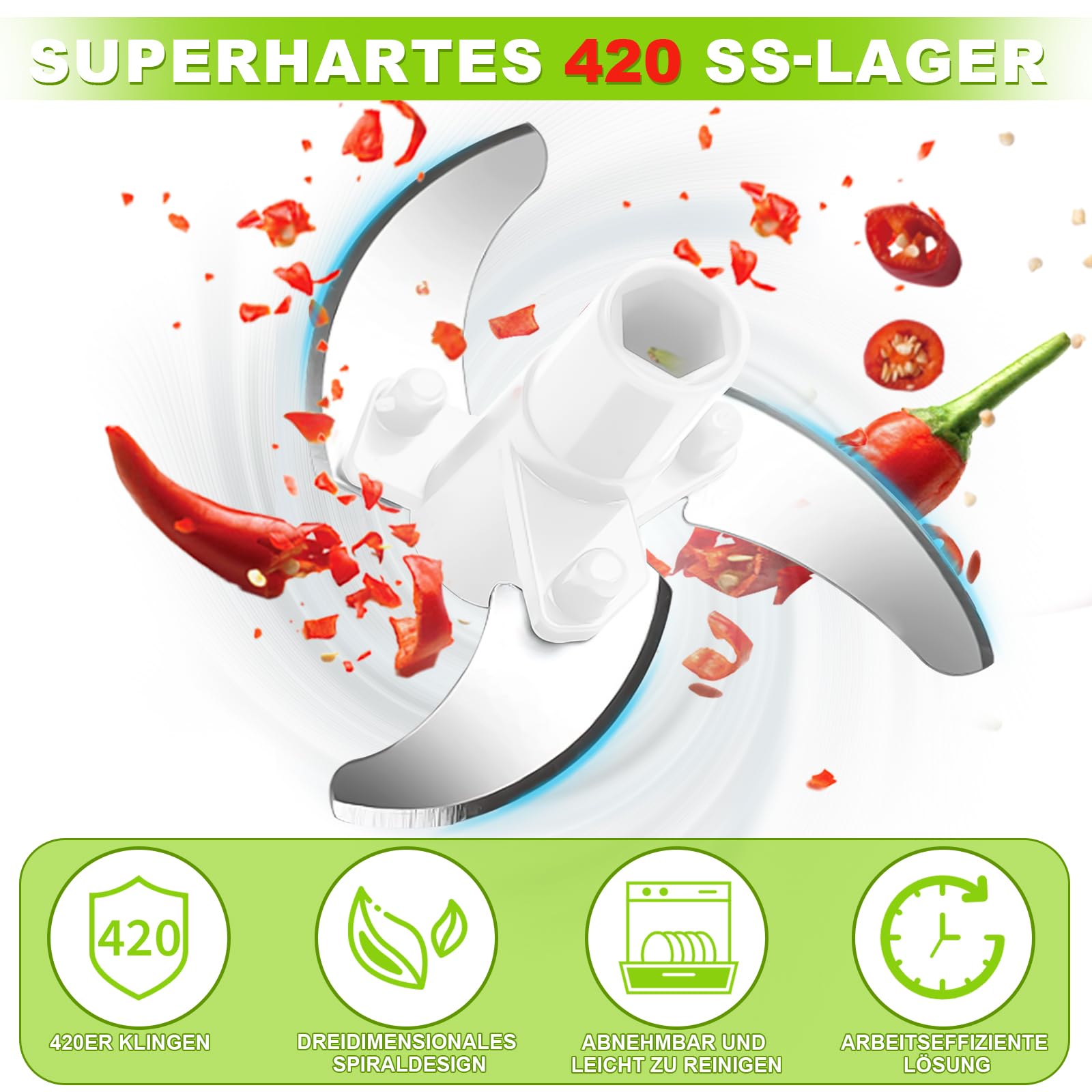 Hachoir Manuel Etievort 550ml - 4 Lames Réglables - Pour Oignons, Ail, Légumes, Noix - 2024