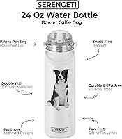 Vista 2 de SERENGETI Botella de Agua de 24 Oz de Acero Inoxidable con Tapa a Prueba de Derrames - Frasco de agua de doble pared con aislamiento al vacío