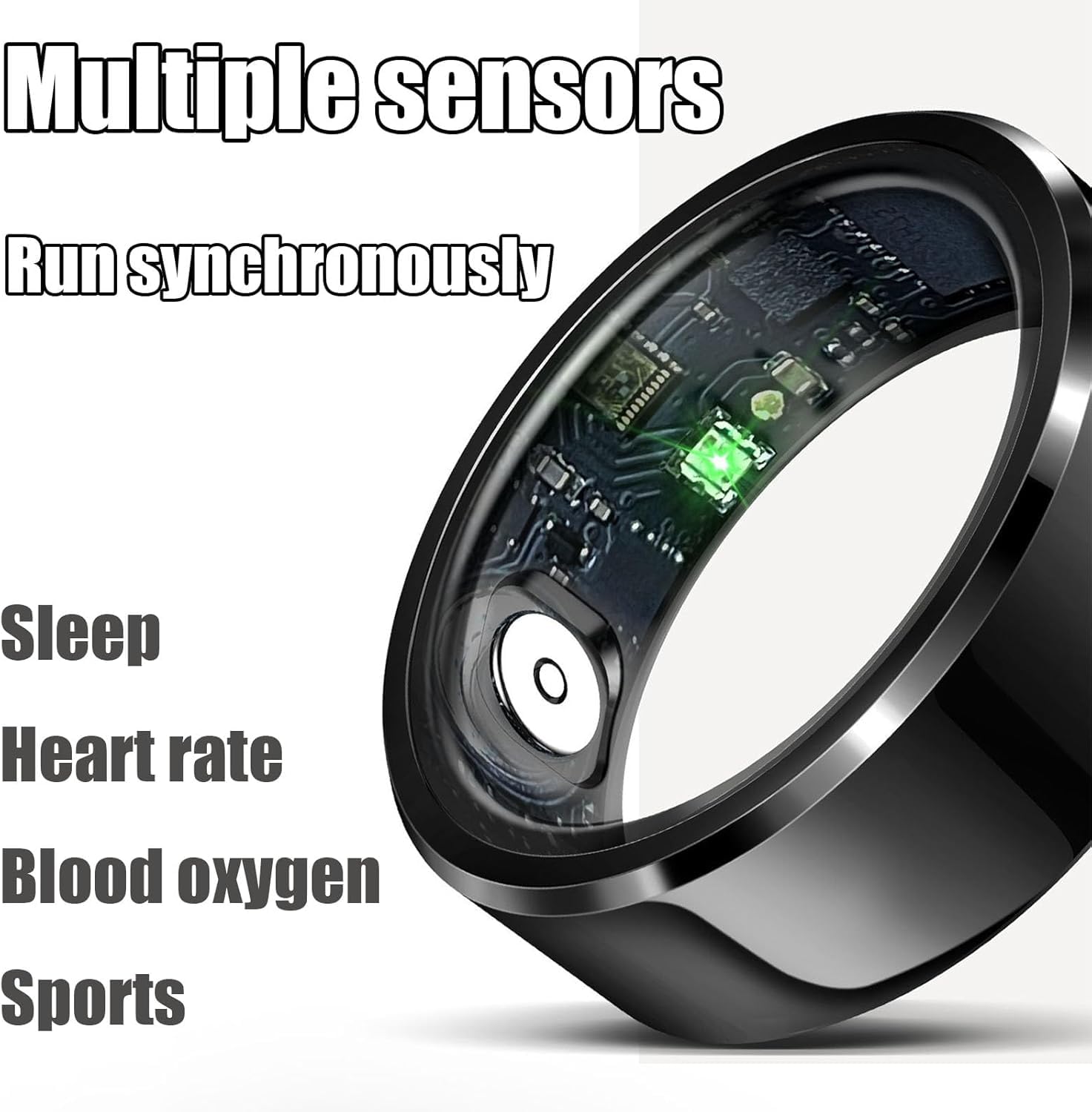 Rastreador de Actividad física con aplicación, Anillo de Seguimiento de ritmo cardíaco Durante el sueño y Fitness portátil con Compartimento de Carga, Anillo Inteligente para Hombres y Mujer