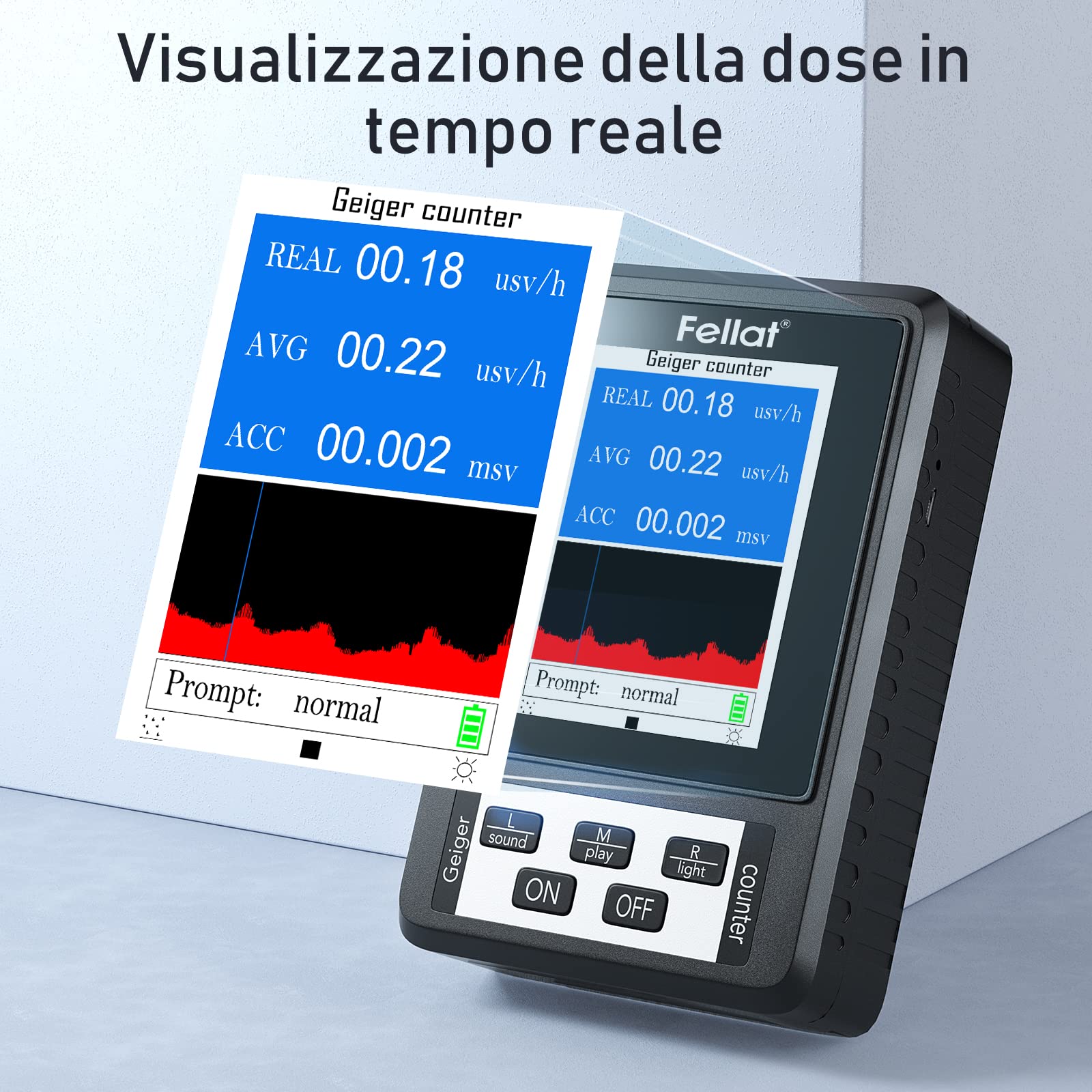 Rilevatore di Radiazioni Nucleari da Contatore Geiger, Rilevatore Radioattivo del Tester di Raggi X beta-gamma, Dosimetro Portatile con Display LCD