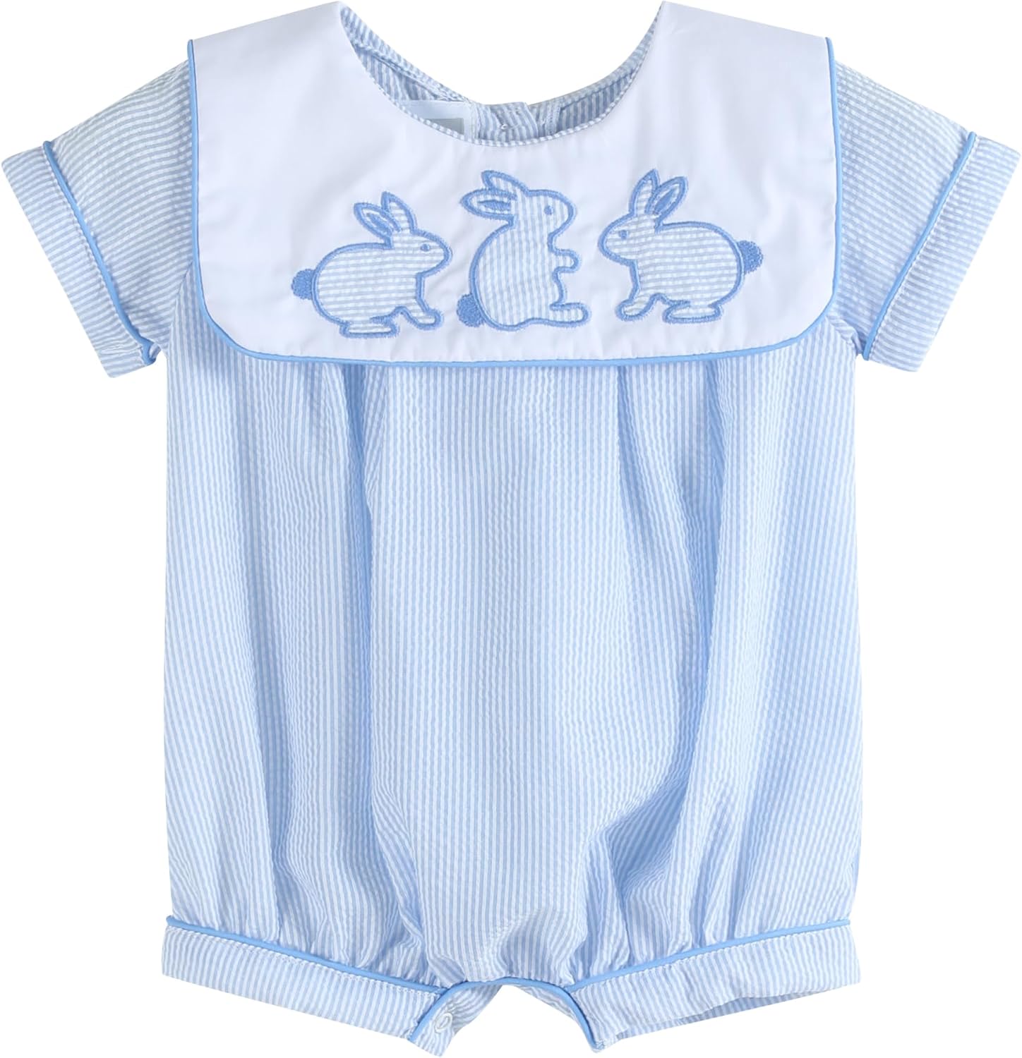 Lil cactus Baby and Boys Blue Stripe Bunny Romper
