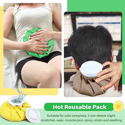 Miniatura 6 de Honoson Paquete de 4 bolsas de hielo reutilizables y bolsa de agua caliente para adultos, uso frío y caliente para lesiones, alivio del dolor,