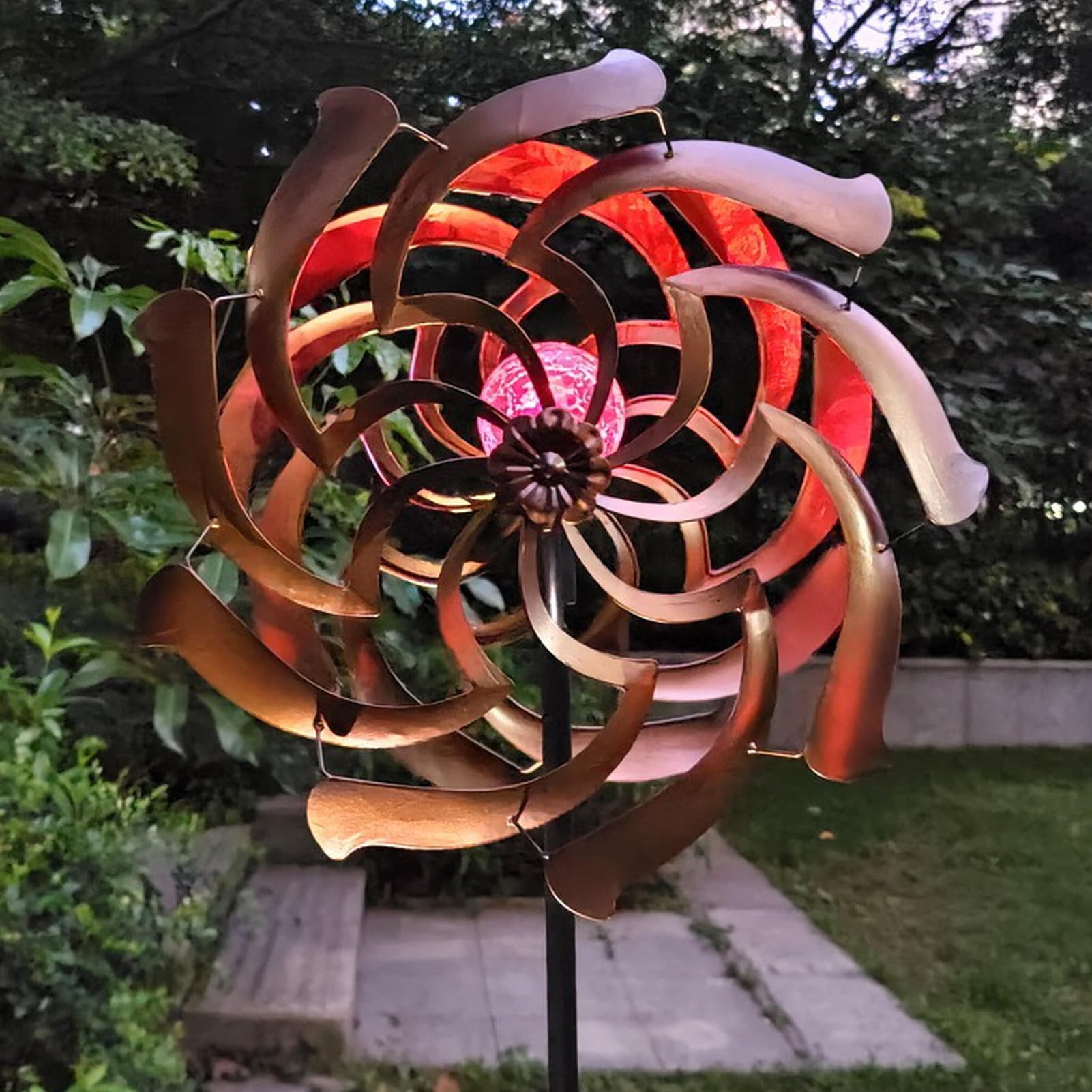 Moulins à Vent Double Couche,énergie Solaire eolienne de Jardin,Éolienne À Vent en Métal,Sculptures et Mobiles à Vent,Décoration pour l'extérieur, Le Jardin, Le Patio