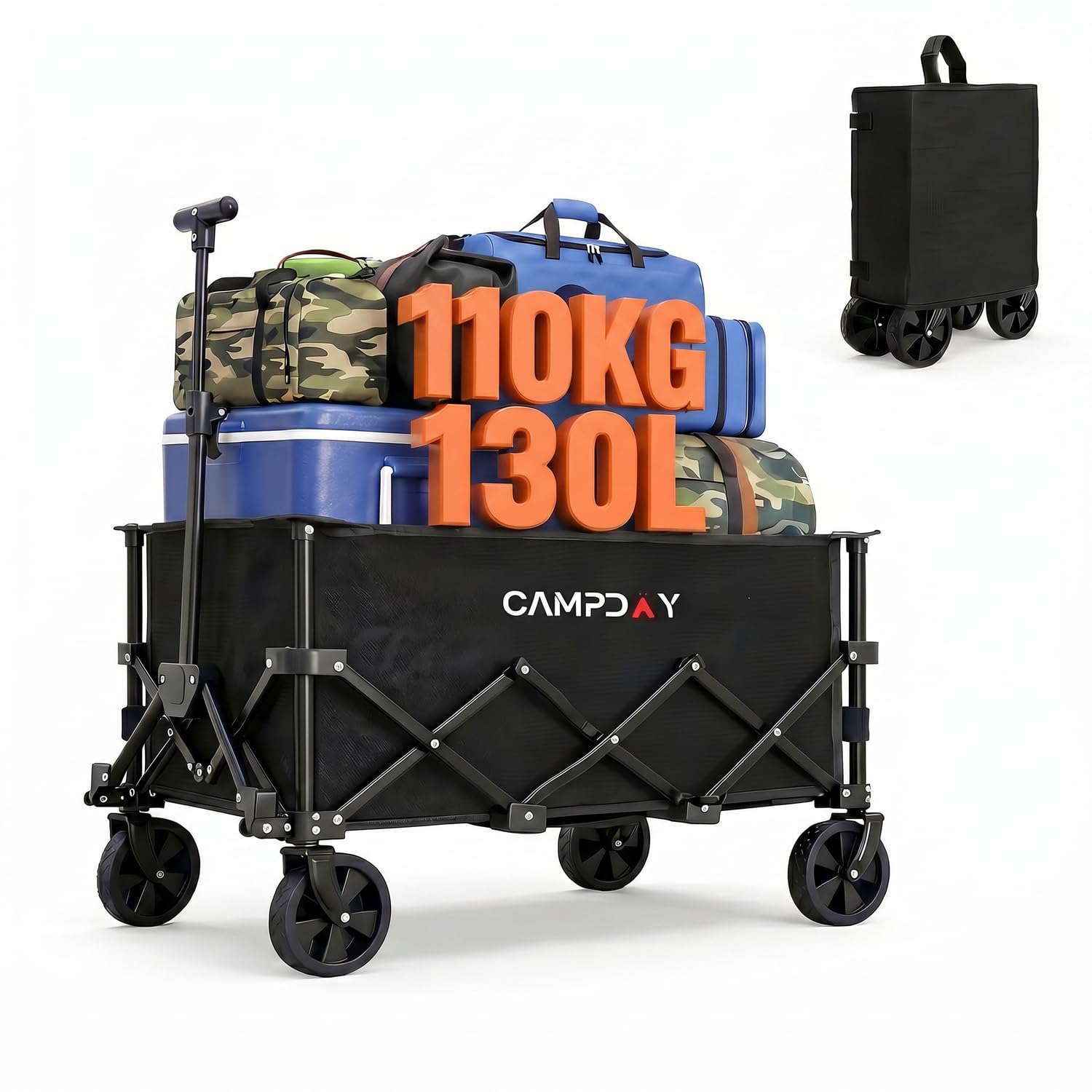 CampDay キャリーワゴン 【ワンタッチ収納 2026新モデル】、 耐荷重1…