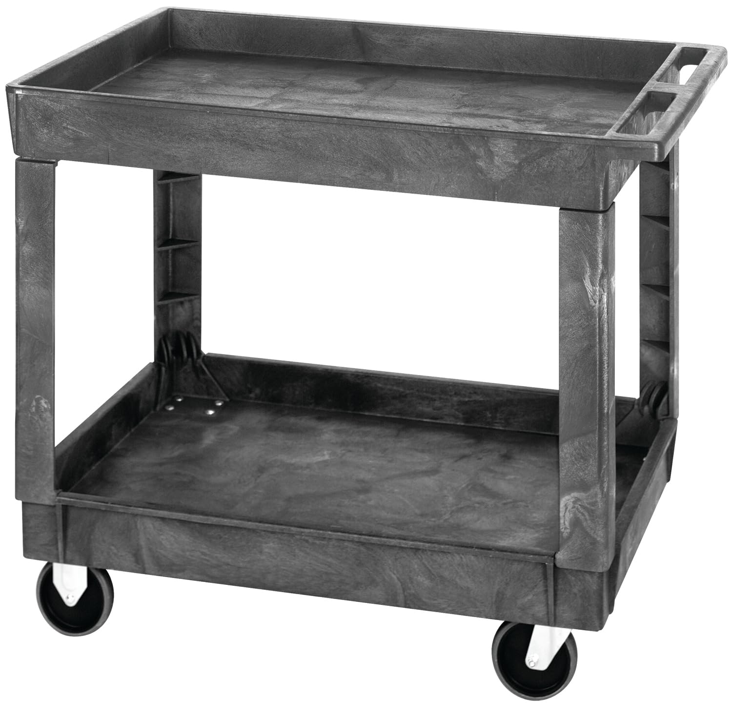 FSE 373-PC4026-33 Utility Cart, (2) Shelves, 40"W x 26"D x 31-1/2"H, 550 lb. Capacity, Push Handle, Polymer, Gray, Shipped KD