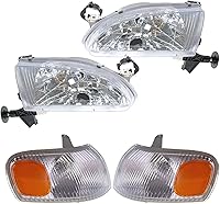 Vista 4 de Paquete de 2 faros delanteros cromados halógenos de repuesto para el lado del conductor y del pasajero para Corolla 1998-2000