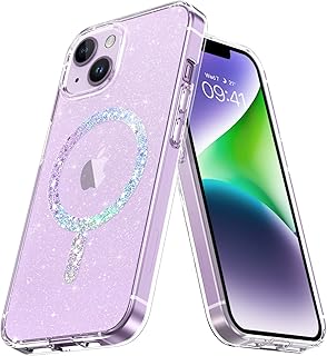 BENTOBEN Magnetic for iPhone 14 Plus Case, Clear Crystal Glitter Phone Case [Compatible with MagSafe] Shockproof Sparkly Cute Women Girl Protective Cover Case for iPhone 14 Plus 6.7 inch,Clear Glitter