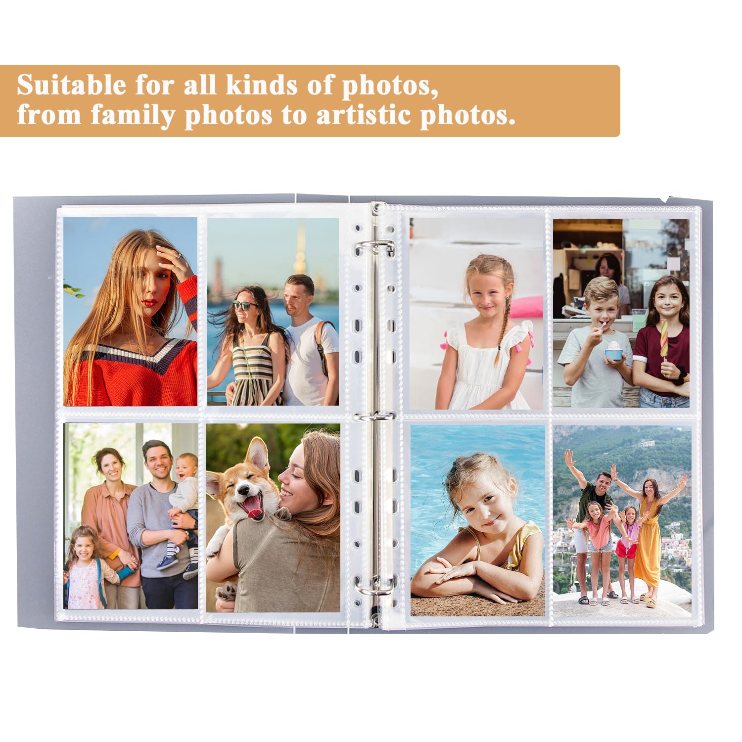 60 sztuk strony uzupełniające do albumu fotograficznego, 480 kieszeni na zdjęcia do 2/3/4 zeszytu z obręczą, dwustronne 4 kieszenie na zdjęcia, ultra-przezroczyste kieszenie na pocztówki PP