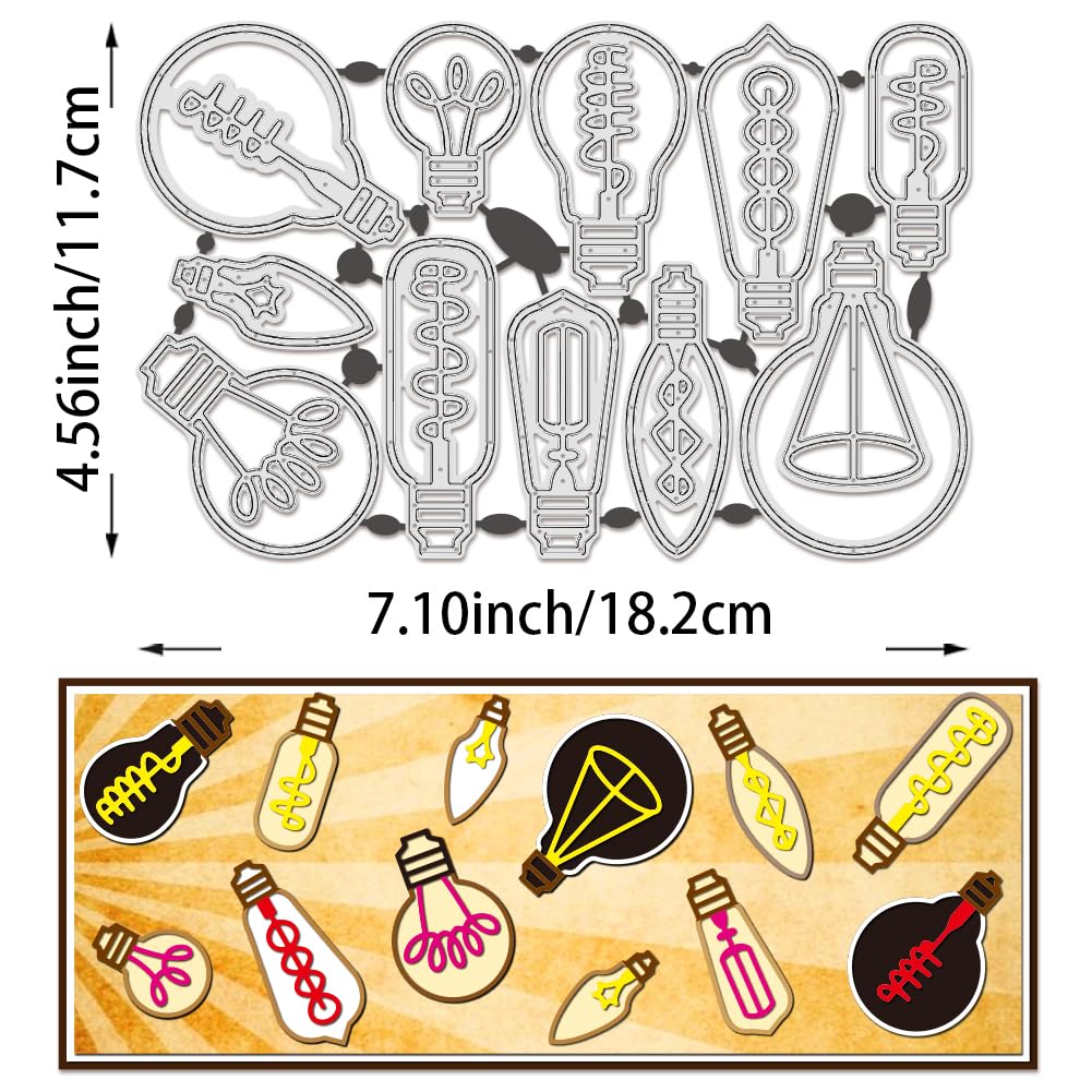 BENECREAT Retro Light Bulb Die Cuts for Card Making Carbon Steel Embossing Templates Metal Stencils for DIY Scrapbooking Photo Album Decorative Embossing Paper Card - Image 2