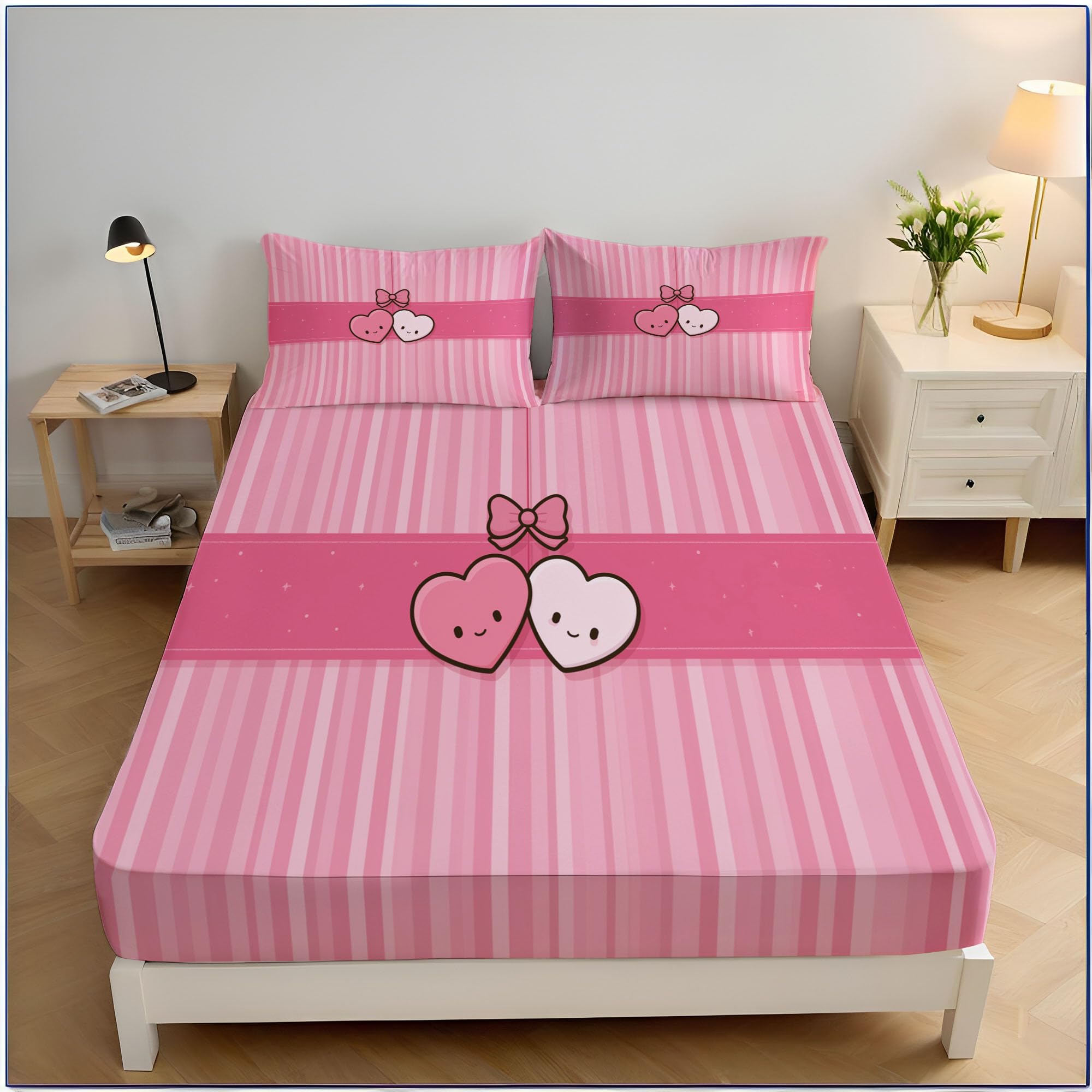 Drap housse extensible 200x200 rose mignon pour grand matelas épais