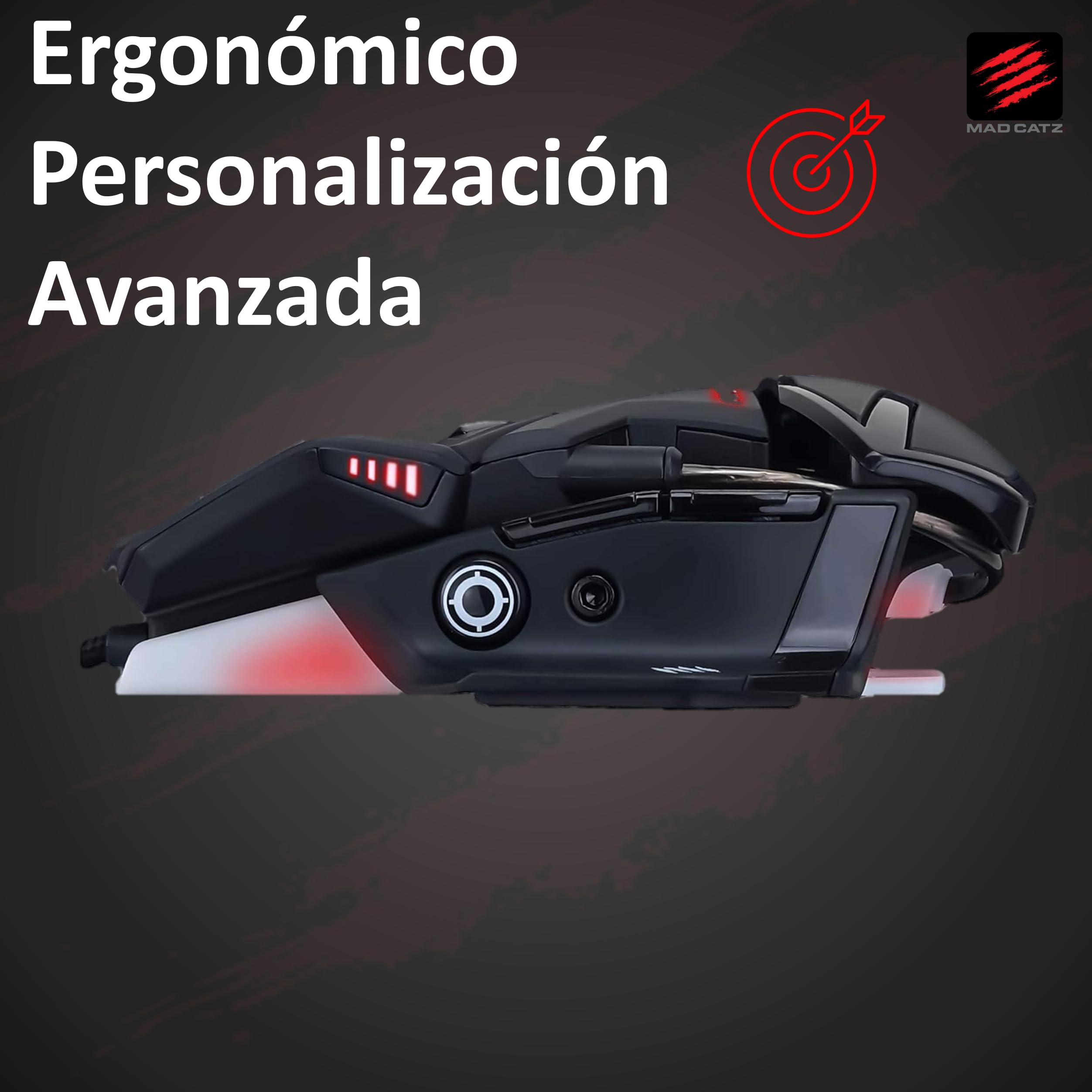 Ratón Gaming Mad Catz R.A.T. 4+ – Sensor Óptico 7200 DPI – 7 Botones Programables – Diseño Ergonómico Ajustable – PC