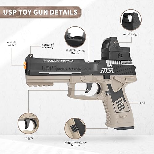 Miniatura 2 de Pistola de juguete, pistola de juguetes de bala suave para niños, pistola de juguete de expulsión de carcasa vacía, pistola de espuma de juguete con