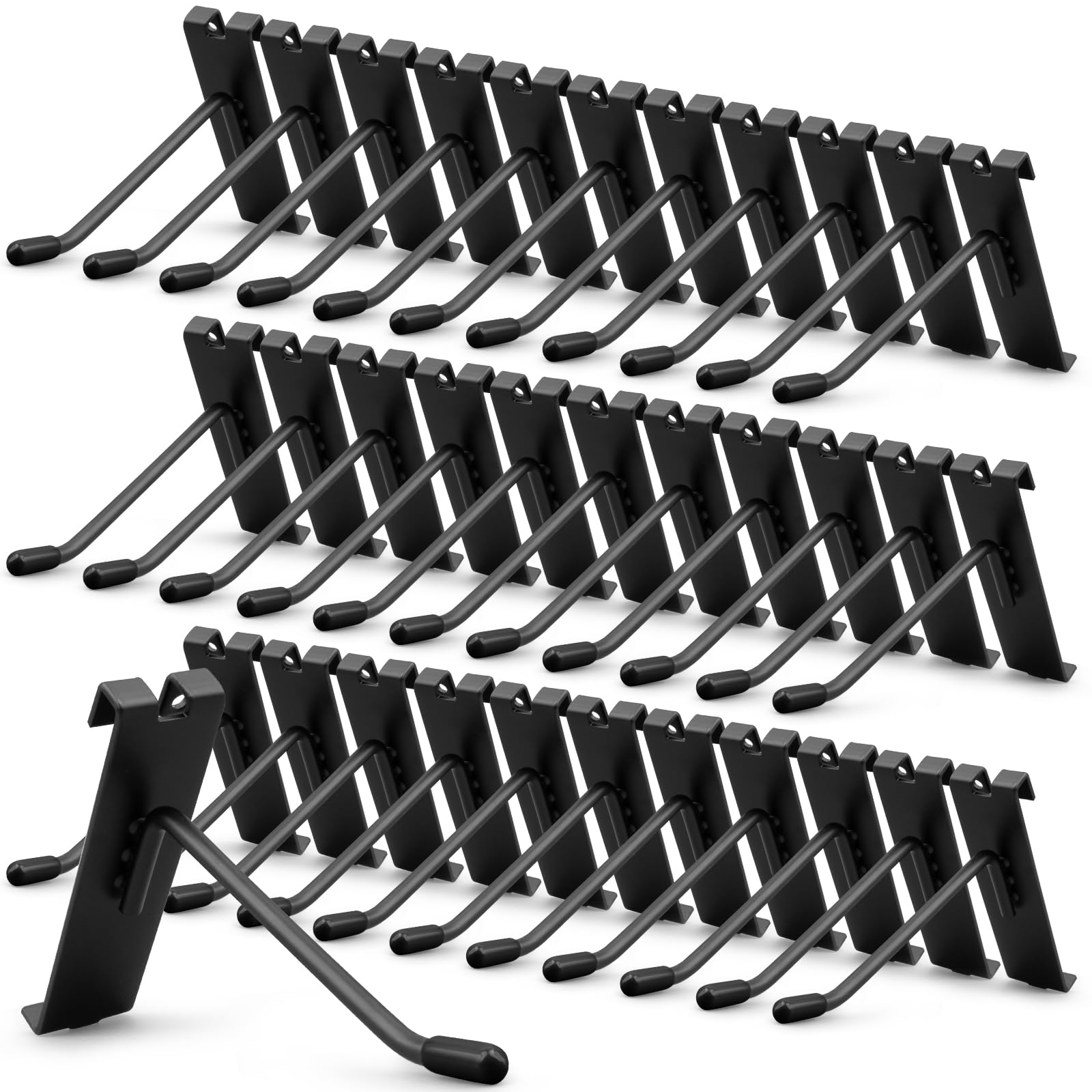 YFNVH 50 Pcs Gridwall Hooks, Display Hook for Grid Wall, Grid Panel Hanging Hooks, Heavy Duty Metal Gridwall Peg Organizer for Garage Shop Retail Home Storage, Black (15x9x2.5cm)