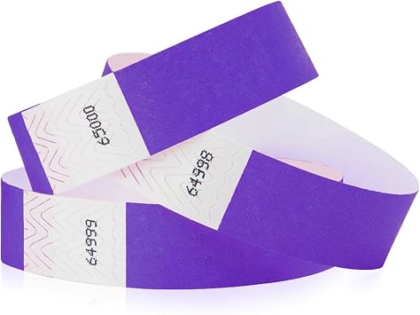 10,000 WristCo Purple Tyvek Wristbands for Events - 34 x 10 - Waterproof Recyclable Comfortable Tear Resistant Paper Bracelets Wrist Bands for Concerts Festivals Admission Party Tours