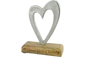 11th Anniversary Gift For Her: Rustic Metal Heart Decoration