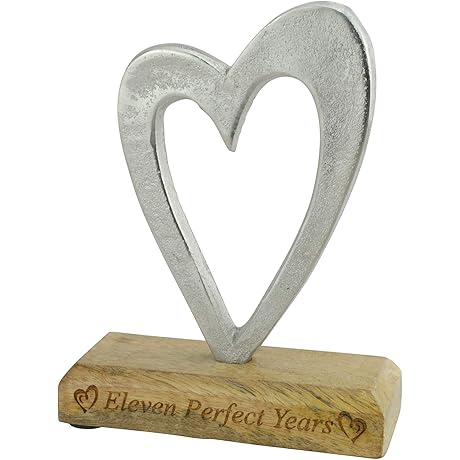 11th Anniversary Gift For Her: Rustic Metal Heart Decoration