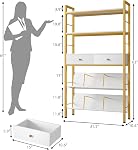 YAOHUOO Bibliothèque avec tiroirs-31.5 Inches Étagère de livre industriel avec bibliothèque,5 Tieres étagères de rangement, rack d'affichage de cadre en acier, adapté pour chambre, bureau, salon, blanc