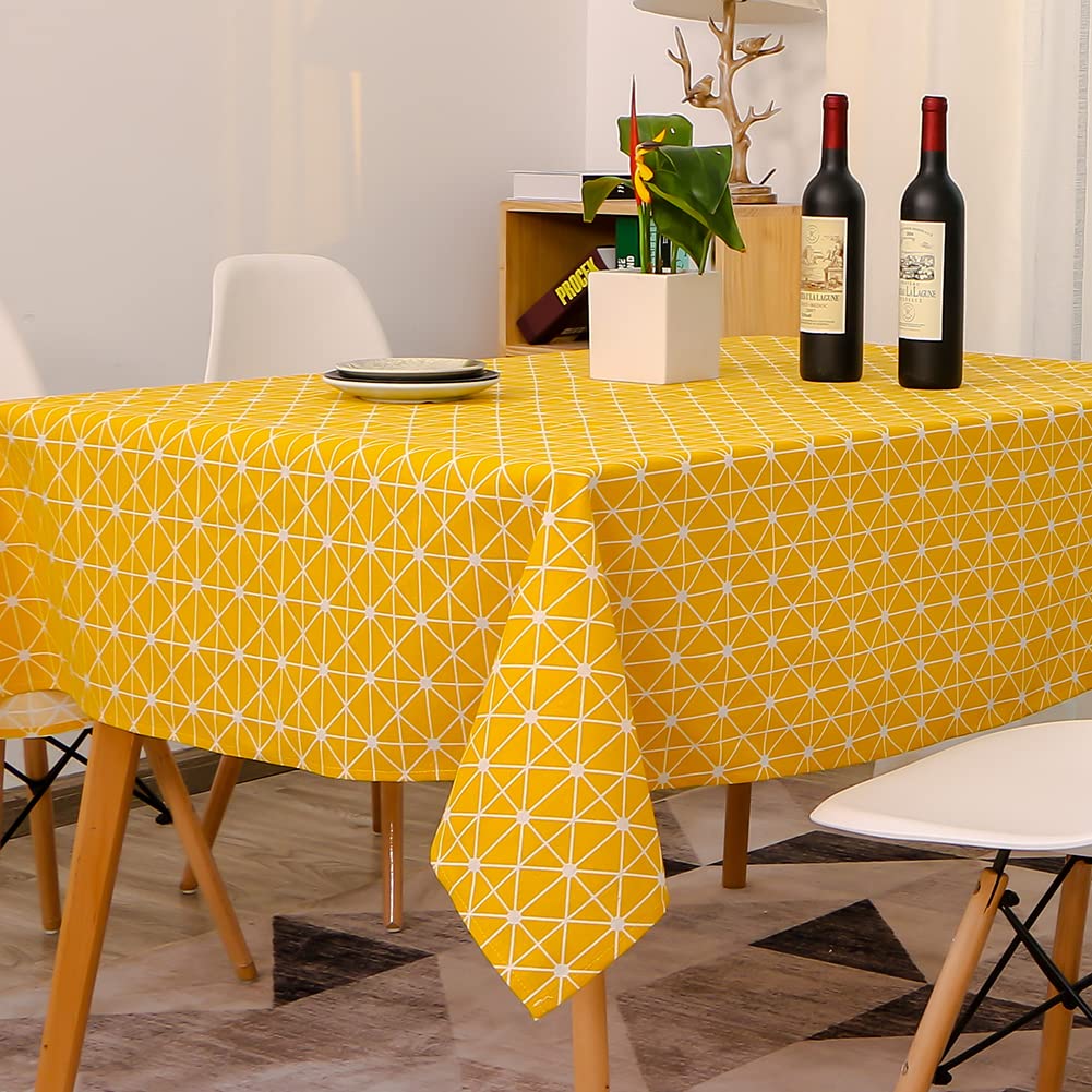 Novetec Tablecloth Rectangular Linen Look Stripe Tassel Tablecloth Wipe Clean Oil Resistant Stain Resistant Easy Care For Indoor Outdoor Garden Dining Room Party And Celebrations