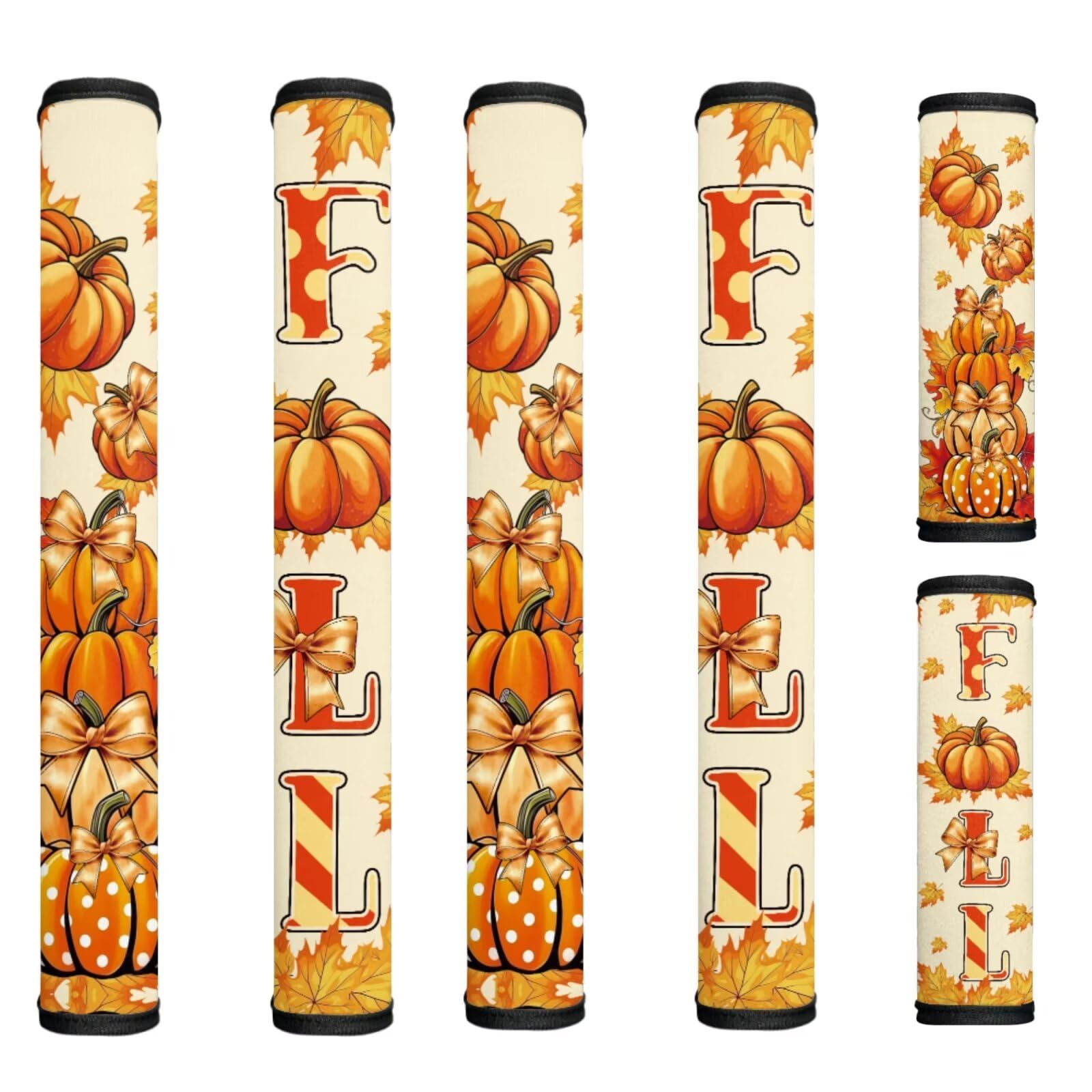 Fall Refrigerator Handle Covers Set of 6 Pumpkin Bow Kitchen Appliance Handle Covers Non-Slip Washable Fridge Door Handle Protector, Keep Off Fingerprints,Food Stains
