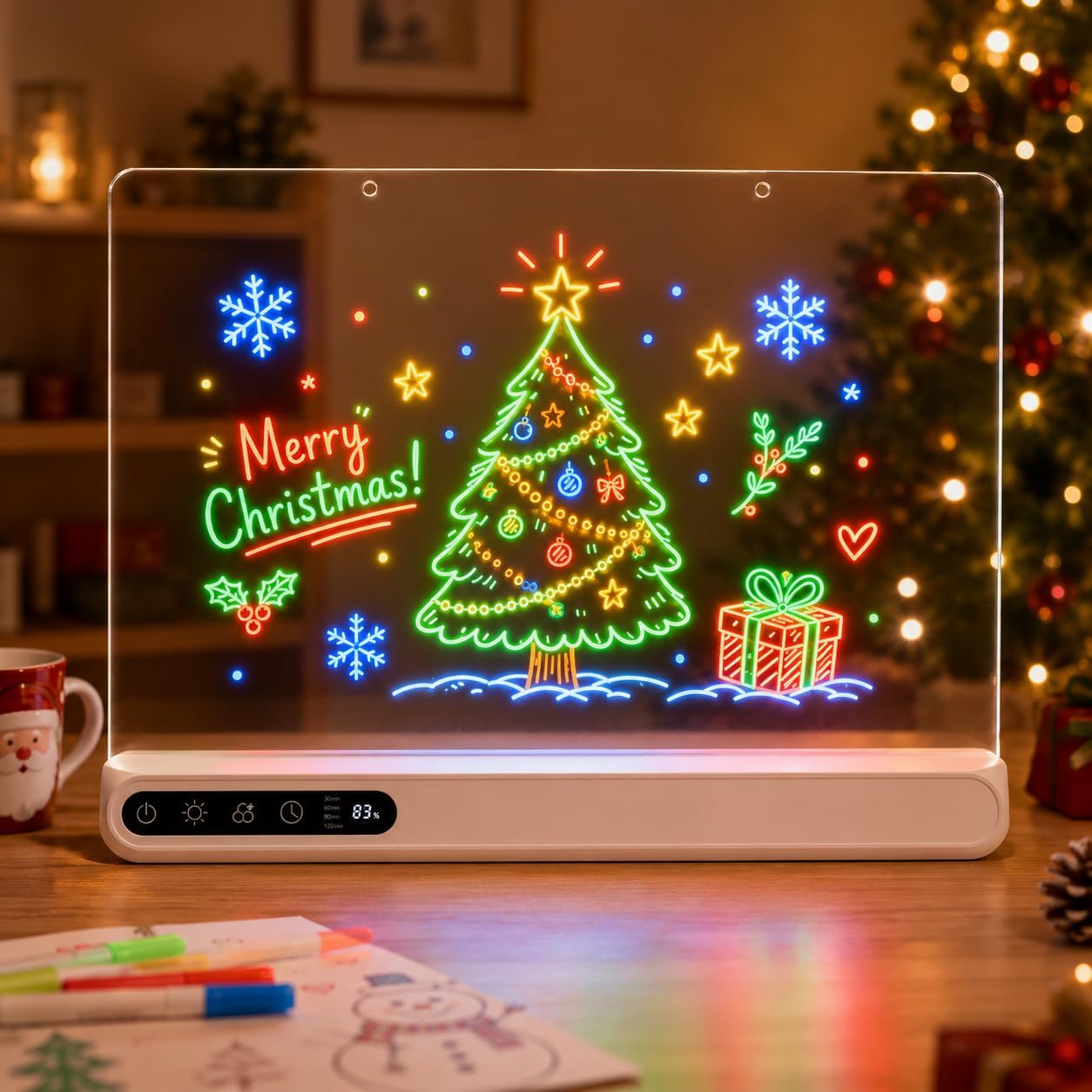 LED Drawing Board,14''RGB Light Up Doodle Board with 14 Light Effect