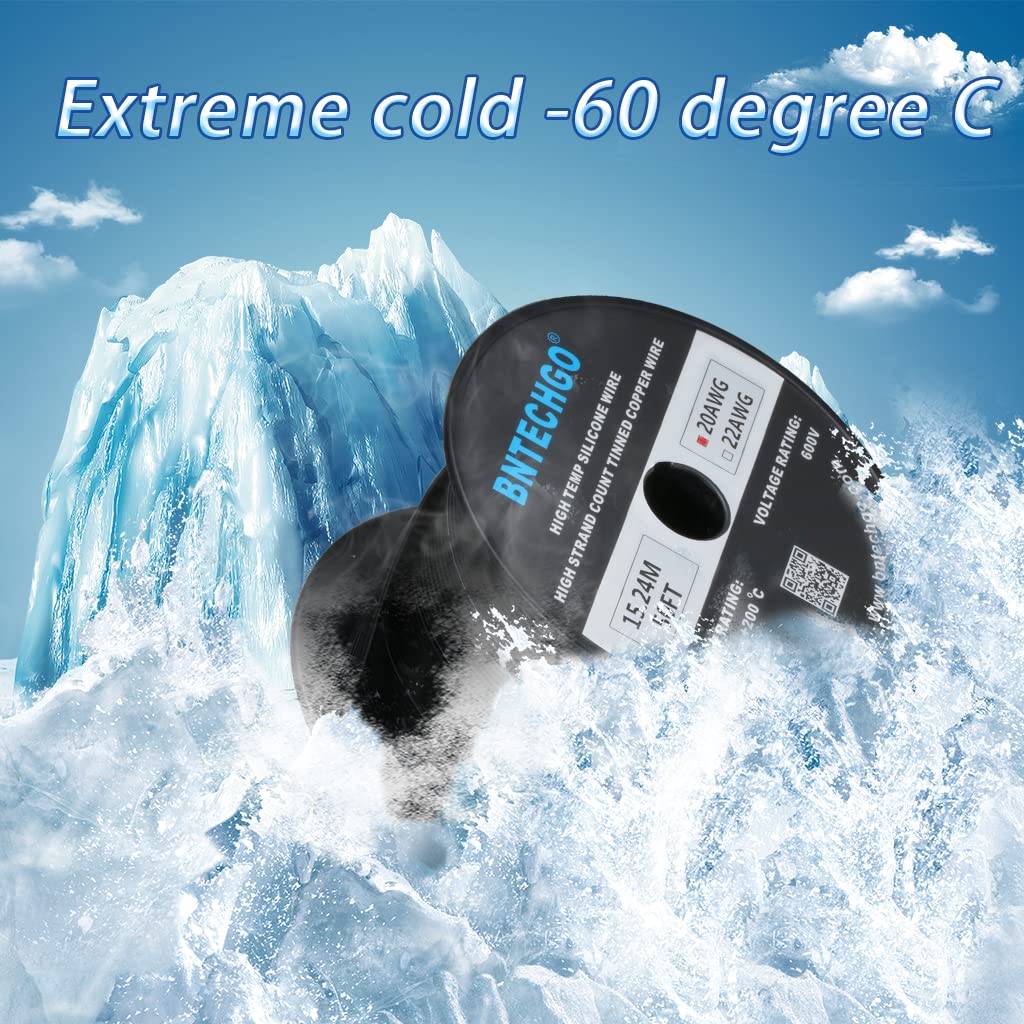 BNTECHGO Cable de cinta de silicona de calibre 20 flexible 10P negro de 50 pies, cable plano de 20 AWG trenzado de cobre estañado