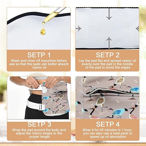 Miniatura 4 de Paquete de 2 paquetes de aceite de ricino para cintura y cuello, paquetes de aceite de ricino para desintoxicación del hígado, kit de aceite de