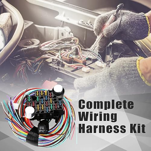 Miniatura 7 de ROADGIVE Kit de arnés de cableado de 21 circuitos y 17 fusibles, arnés de cable universal extra largo para automóviles compatible con GM Chevy Mopar