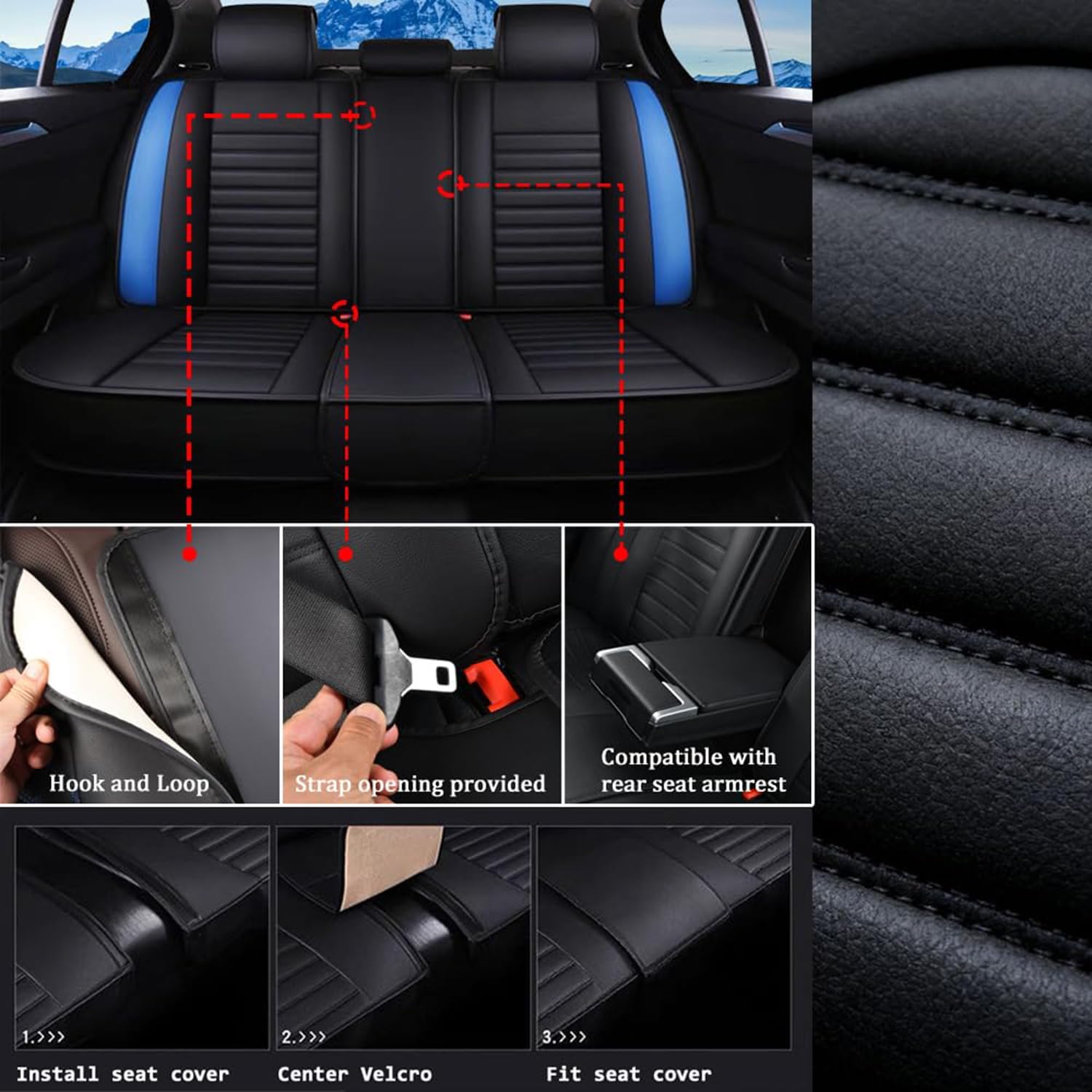 Funda Asiento Coche para Dacia Sandero I 2008-2012, Cubre Protector Delantero para Delantero y Trasero,Accesorios de Automóvil,B